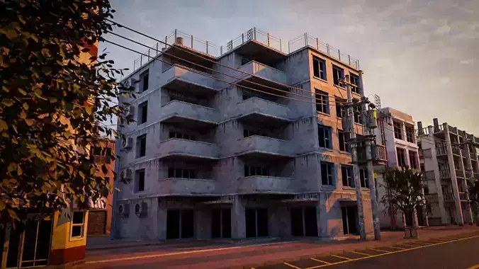BUILDING URBAN AREA HONGKONG JAPAN CHINA ASIAN 08 Low-poly 3D model
