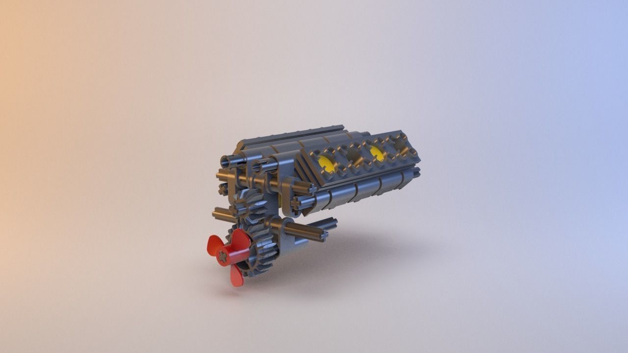 Lego - V8 Engine Low-poly 3D model_4