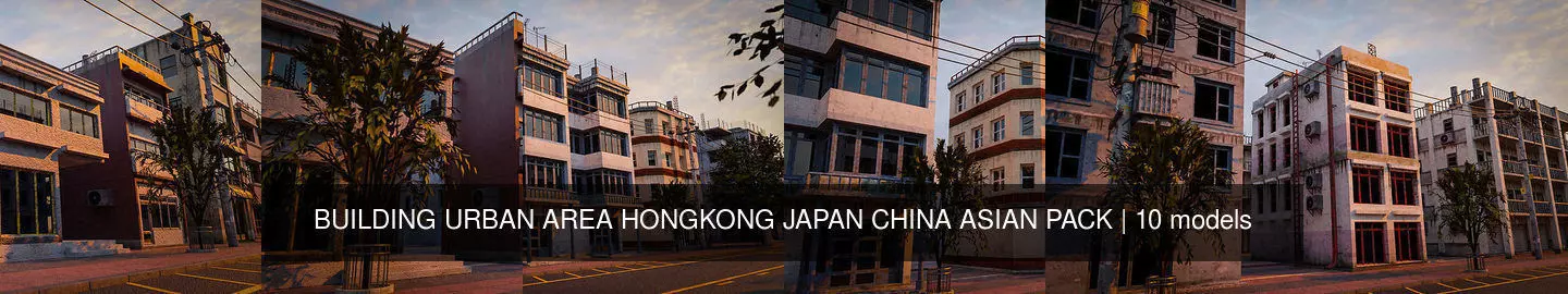 BUILDING URBAN AREA HONGKONG JAPAN CHINA ASIAN PACK 3D Model Collection_0