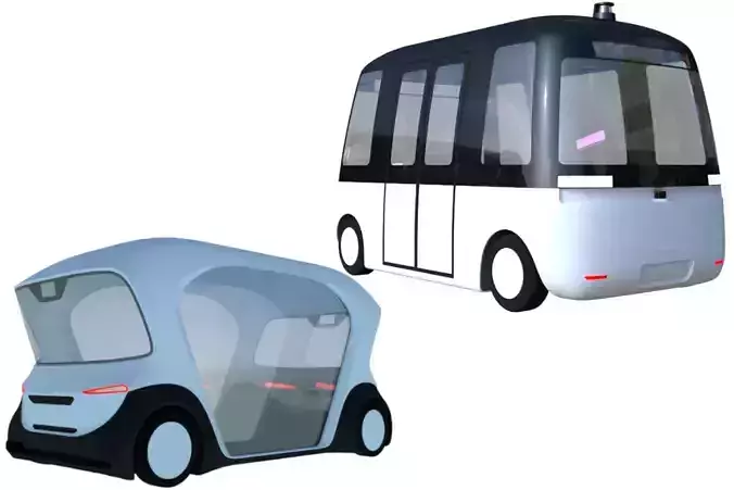 Autonomous shuttle buses 3D Model Collection
