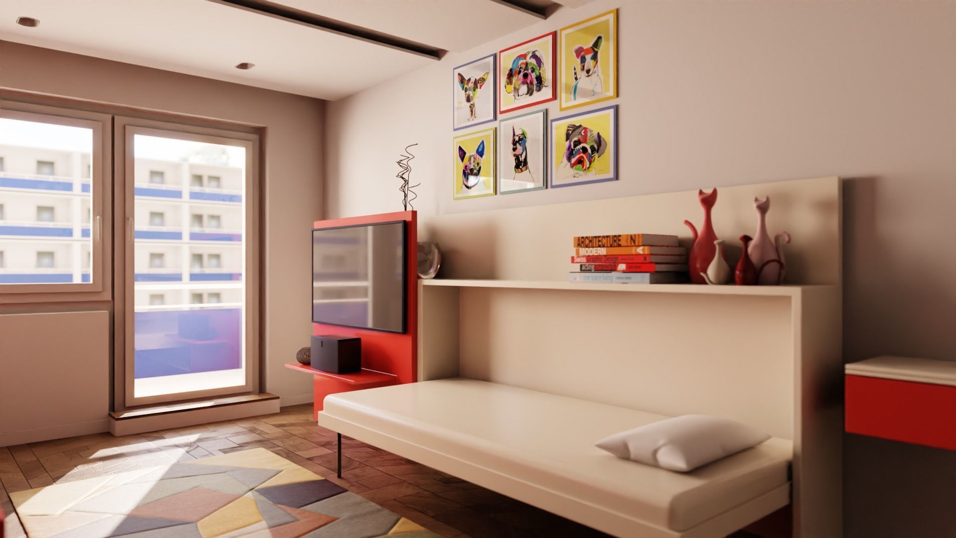 Clei Poppi Theatre sliding TV cabinet with bed 3d model Free 3D model_2