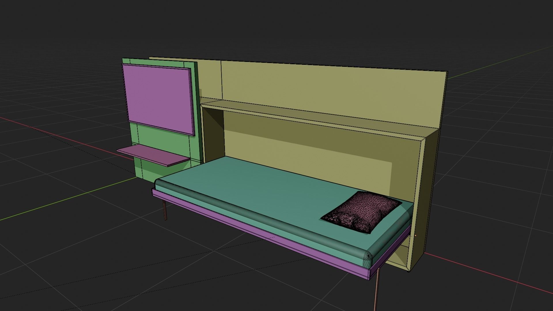 Clei Poppi Theatre sliding TV cabinet with bed 3d model Free 3D model_4