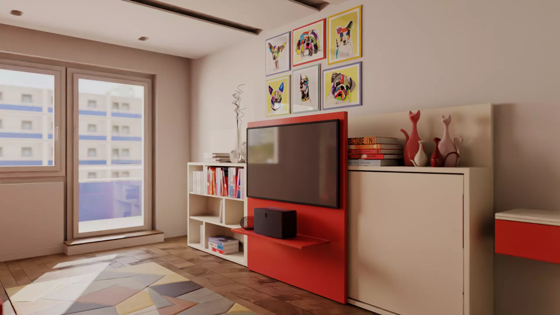 Clei Poppi Theatre sliding TV cabinet with bed 3d model Free 3D model_0