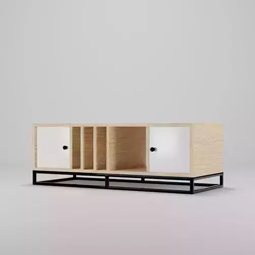 Scandinavian Wood Cabinet Low-poly 3D model