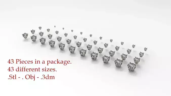 Jewelry Prong Head Set Package 002 3D print model