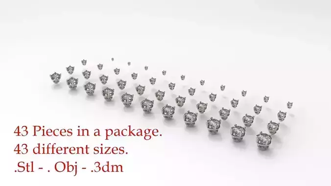 Jewelry Prong Head Set Package 007 3D print model