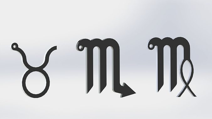 Zodiac Signs Keyrings 3D print model