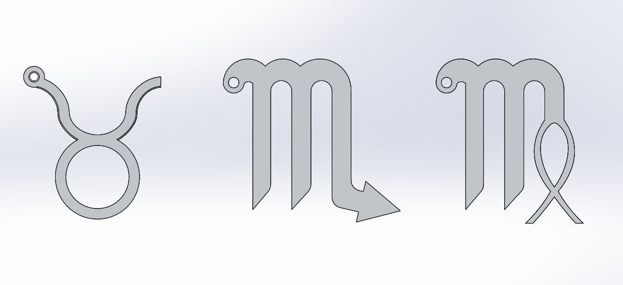 Zodiac Signs Keyrings 3D print model_4