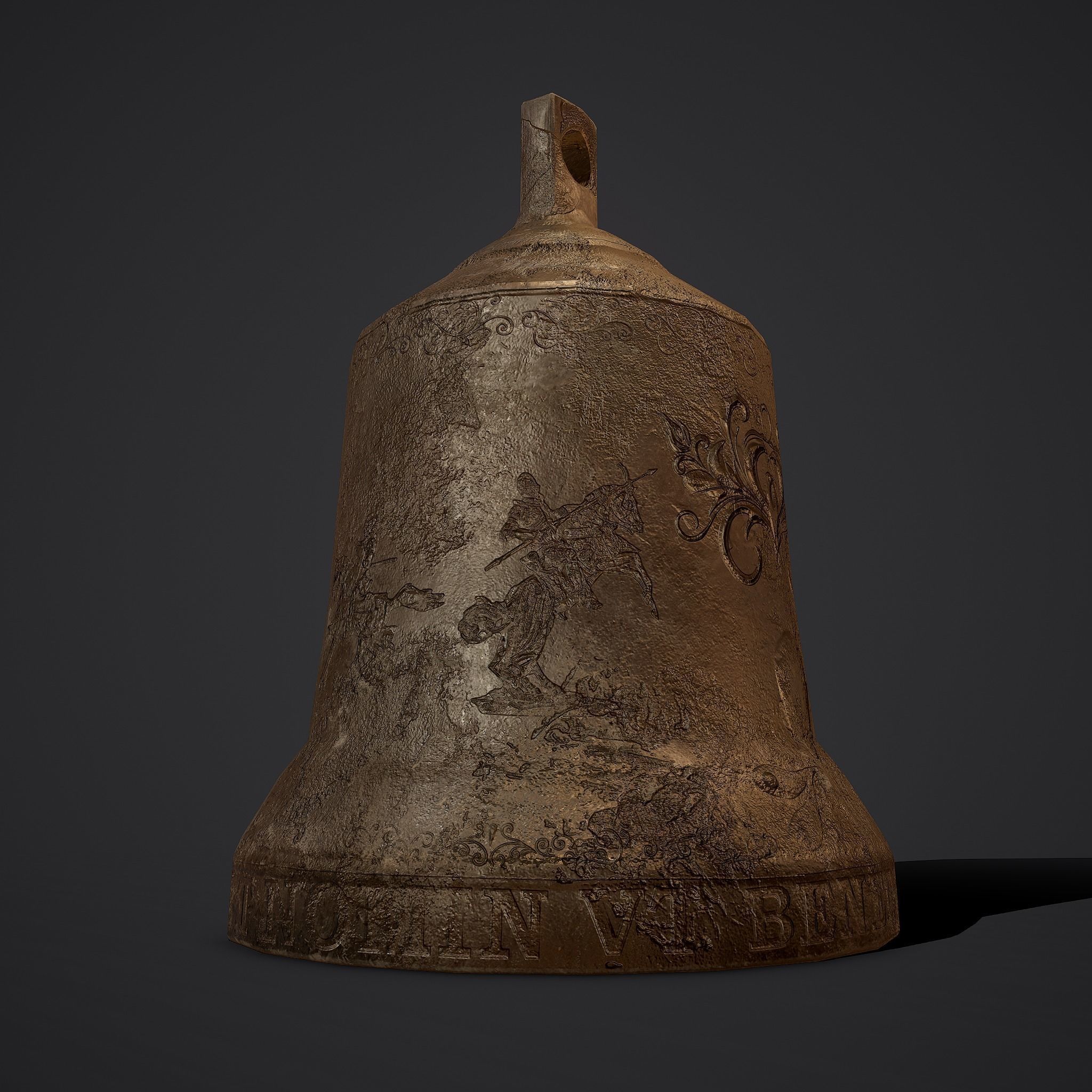 Medieval Style Bronze Bell Decoration Low-poly 3D model_11