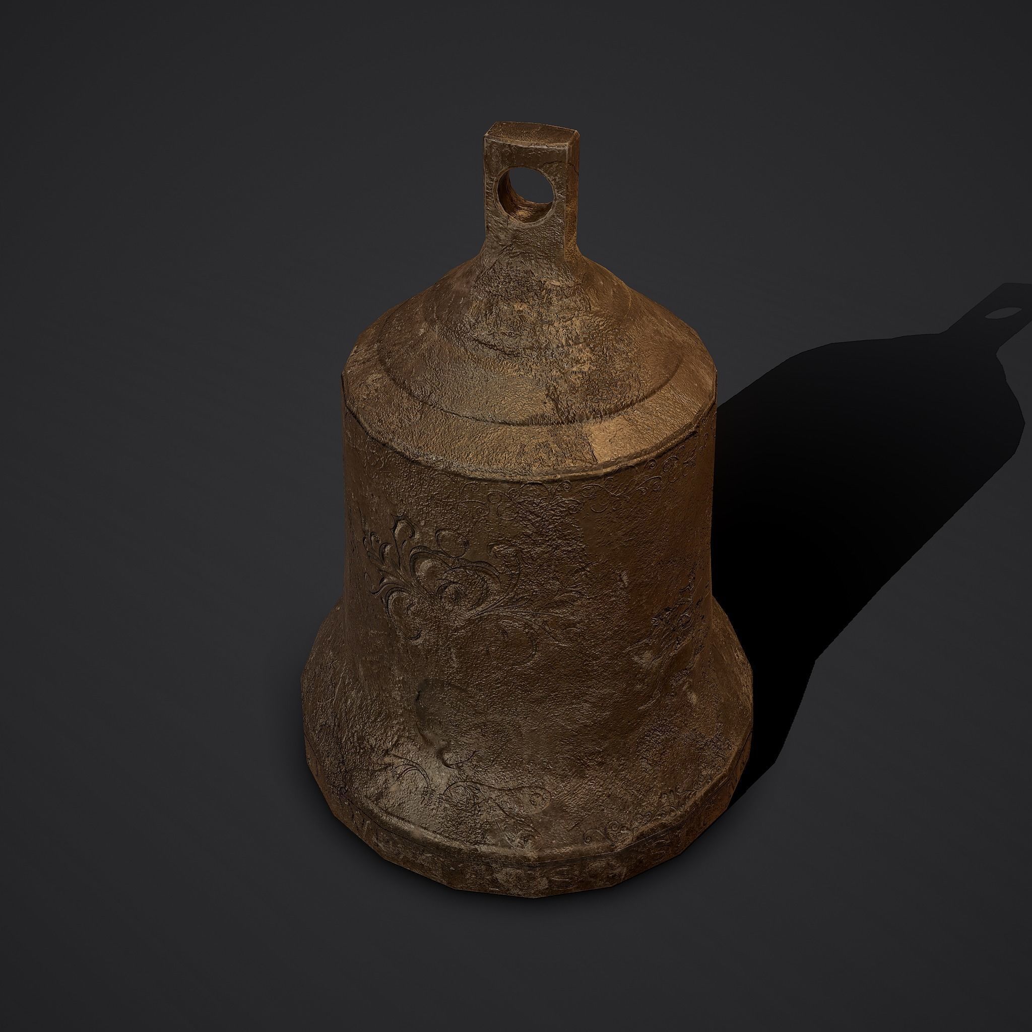 Medieval Style Bronze Bell Decoration Low-poly 3D model_8