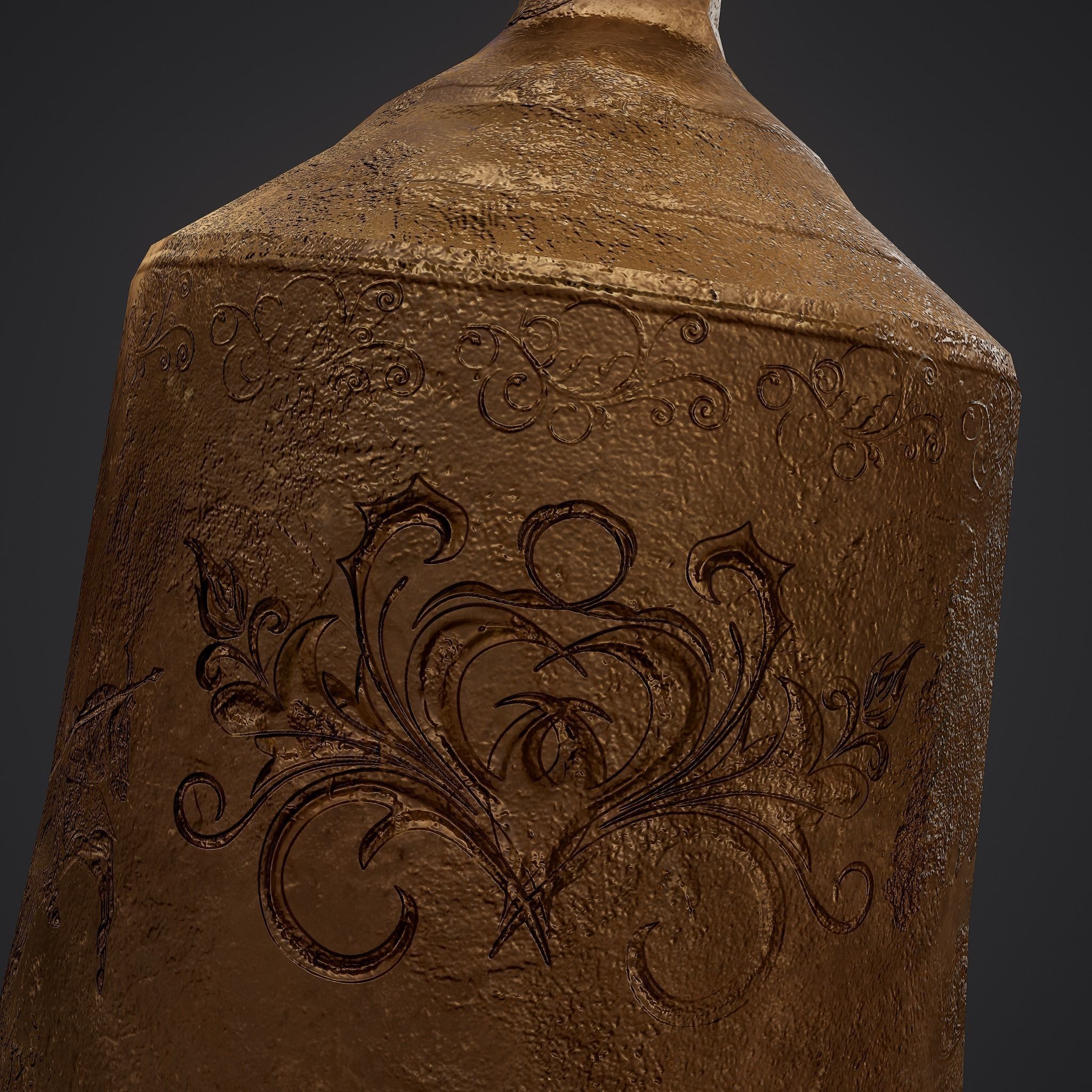 Medieval Style Bronze Bell Decoration Low-poly 3D model_21