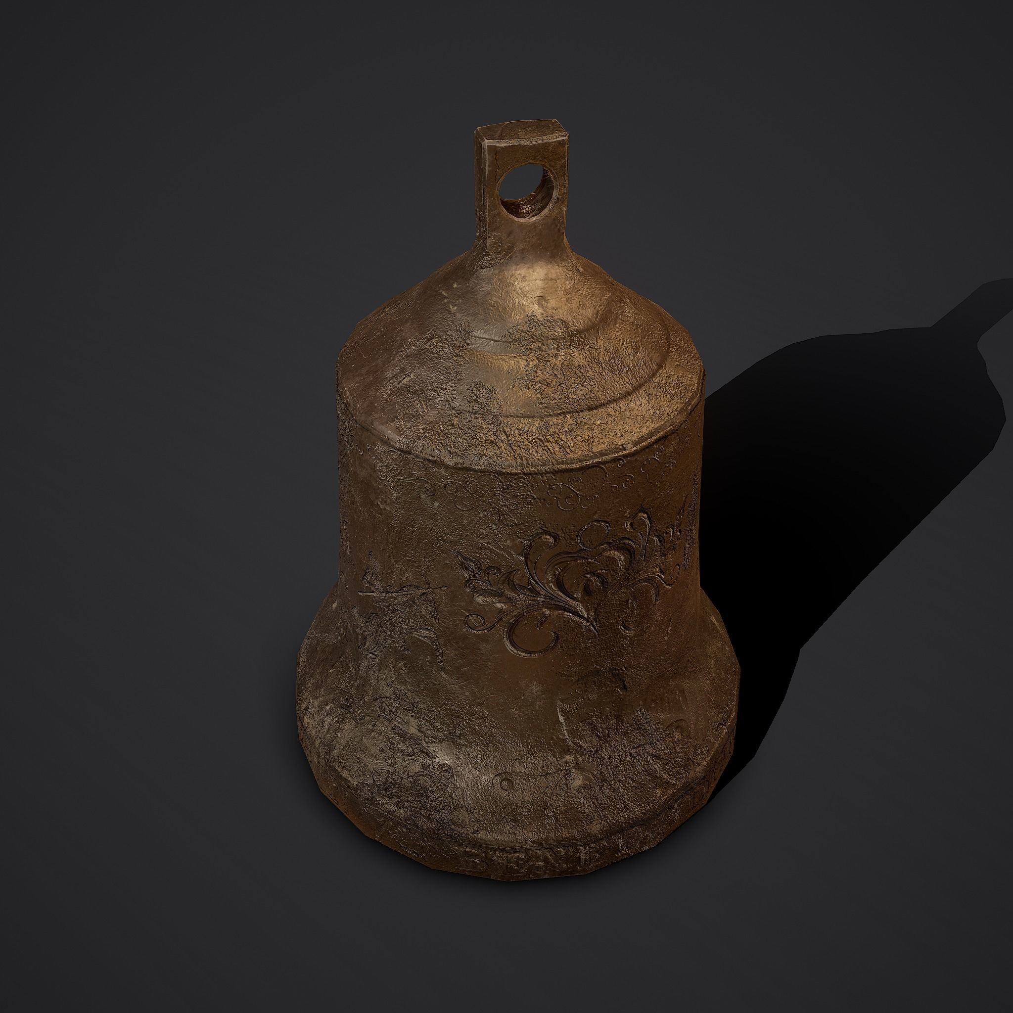 Medieval Style Bronze Bell Decoration Low-poly 3D model_7