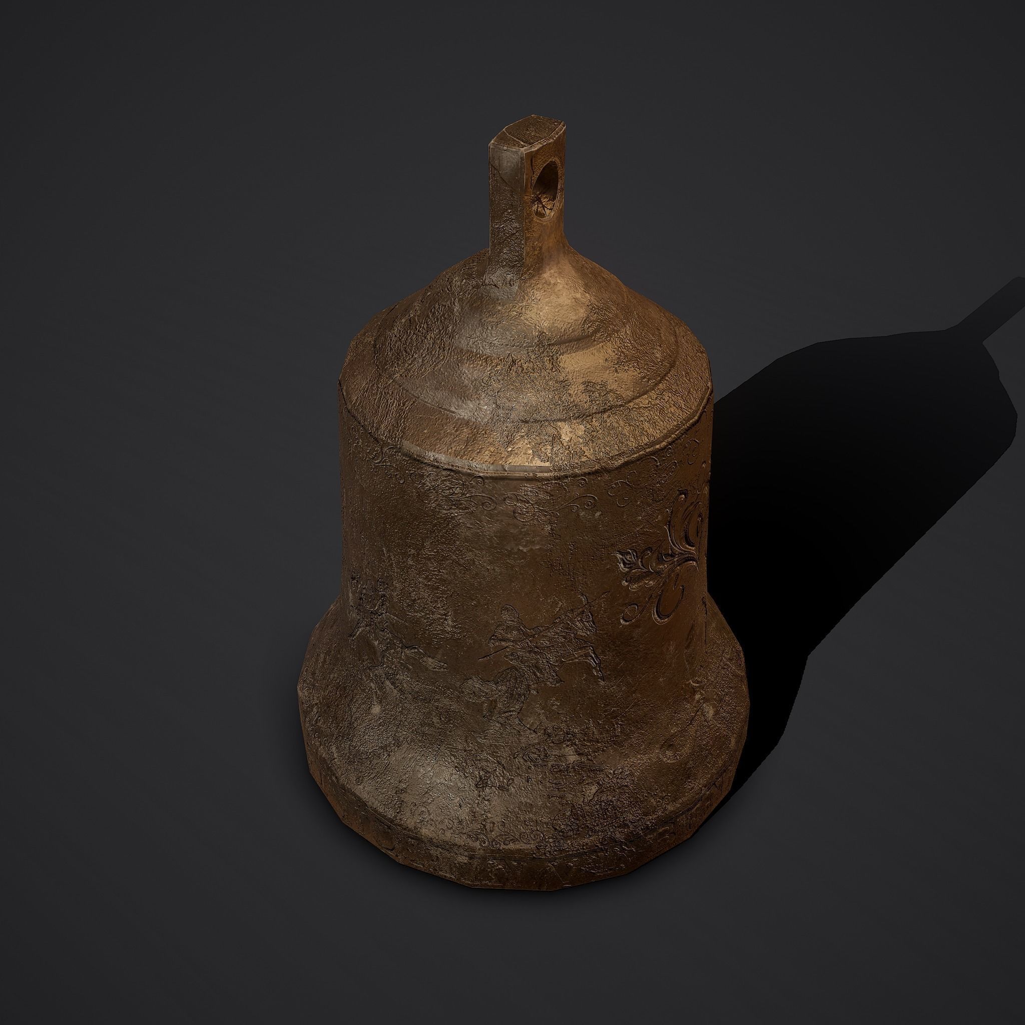 Medieval Style Bronze Bell Decoration Low-poly 3D model_9