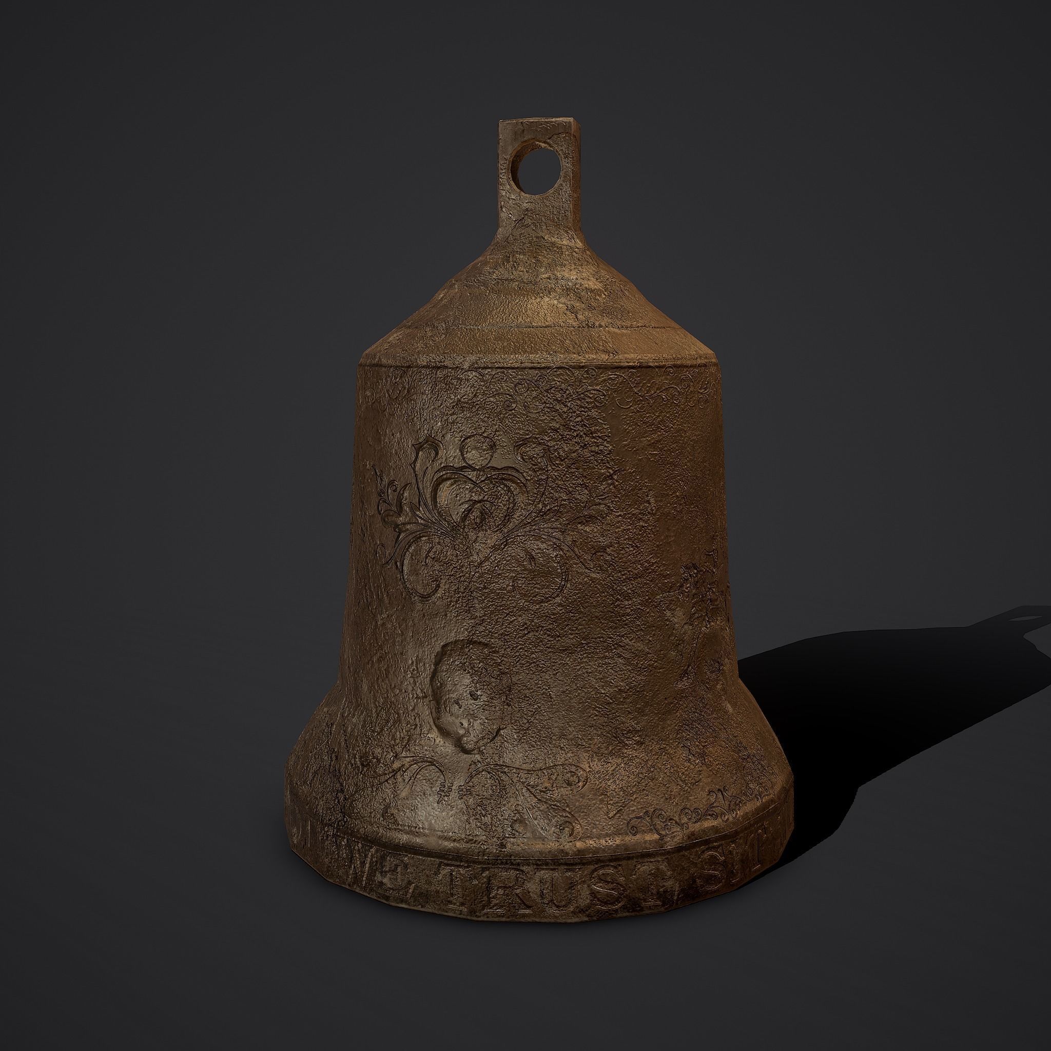 Medieval Style Bronze Bell Decoration Low-poly 3D model_5