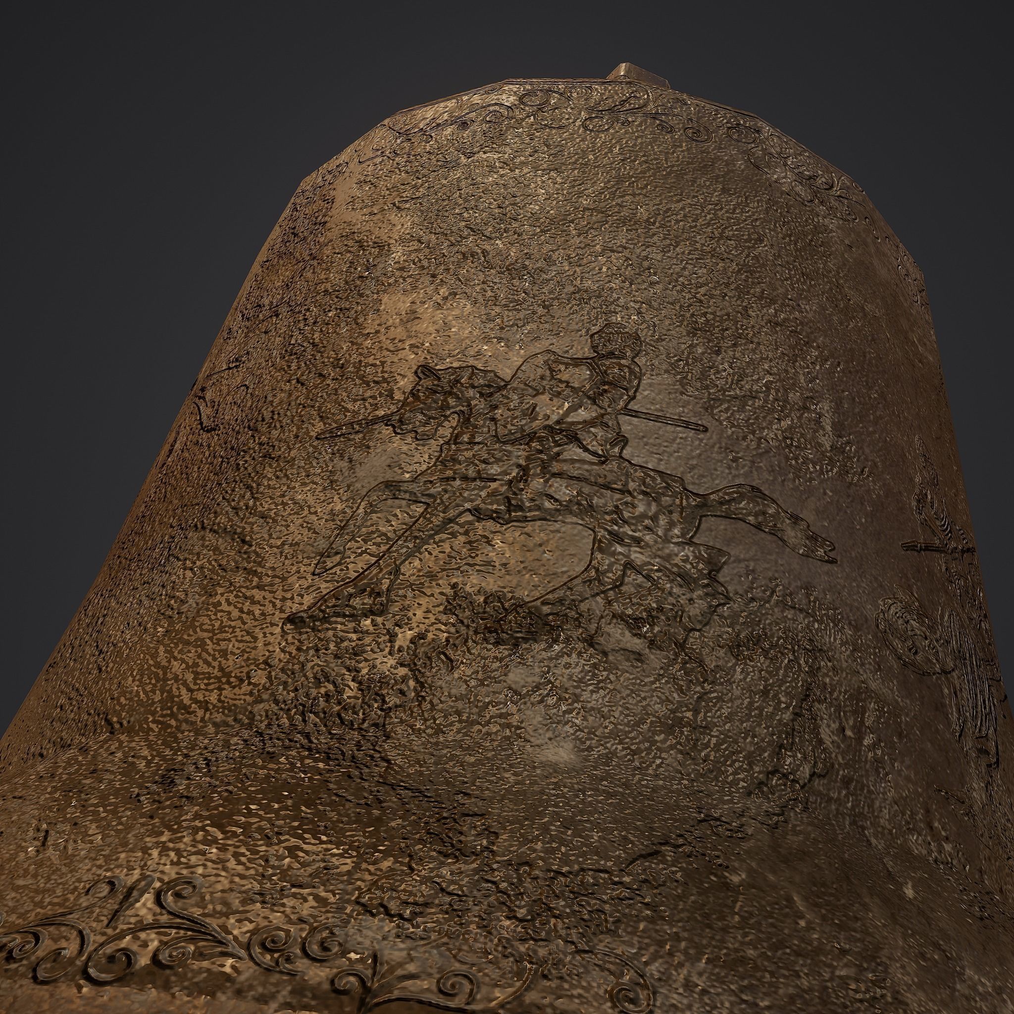 Medieval Style Bronze Bell Decoration Low-poly 3D model_18