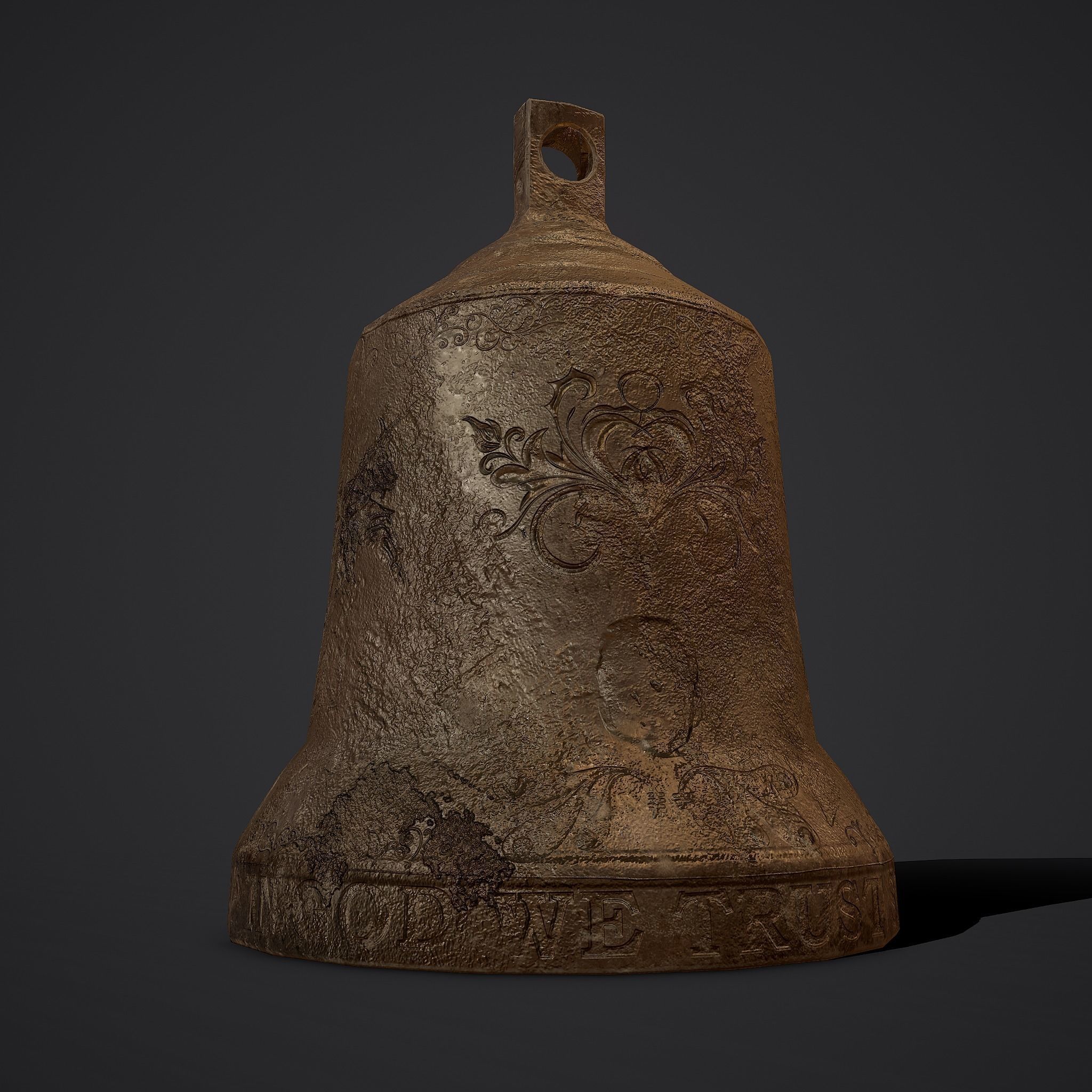 Medieval Style Bronze Bell Decoration Low-poly 3D model_12