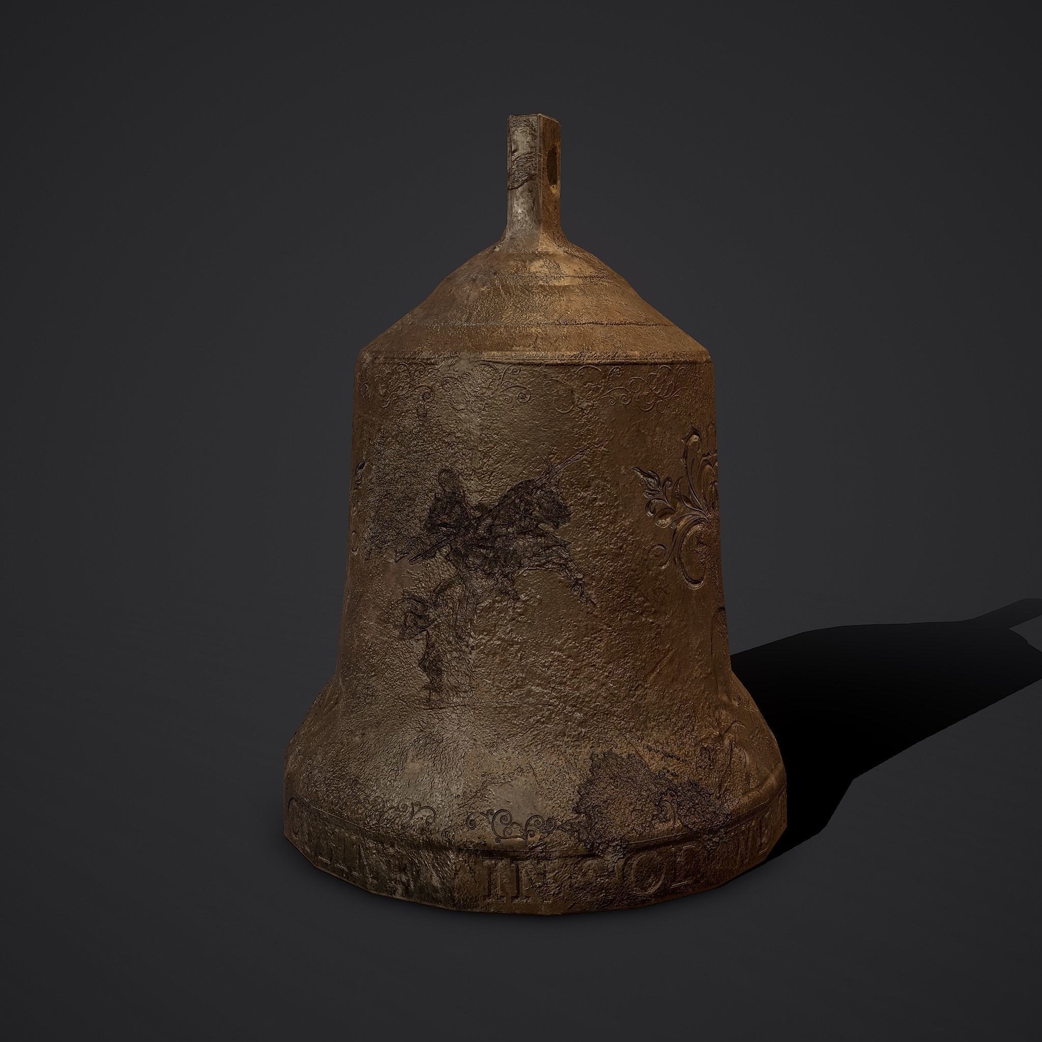 Medieval Style Bronze Bell Decoration Low-poly 3D model_4