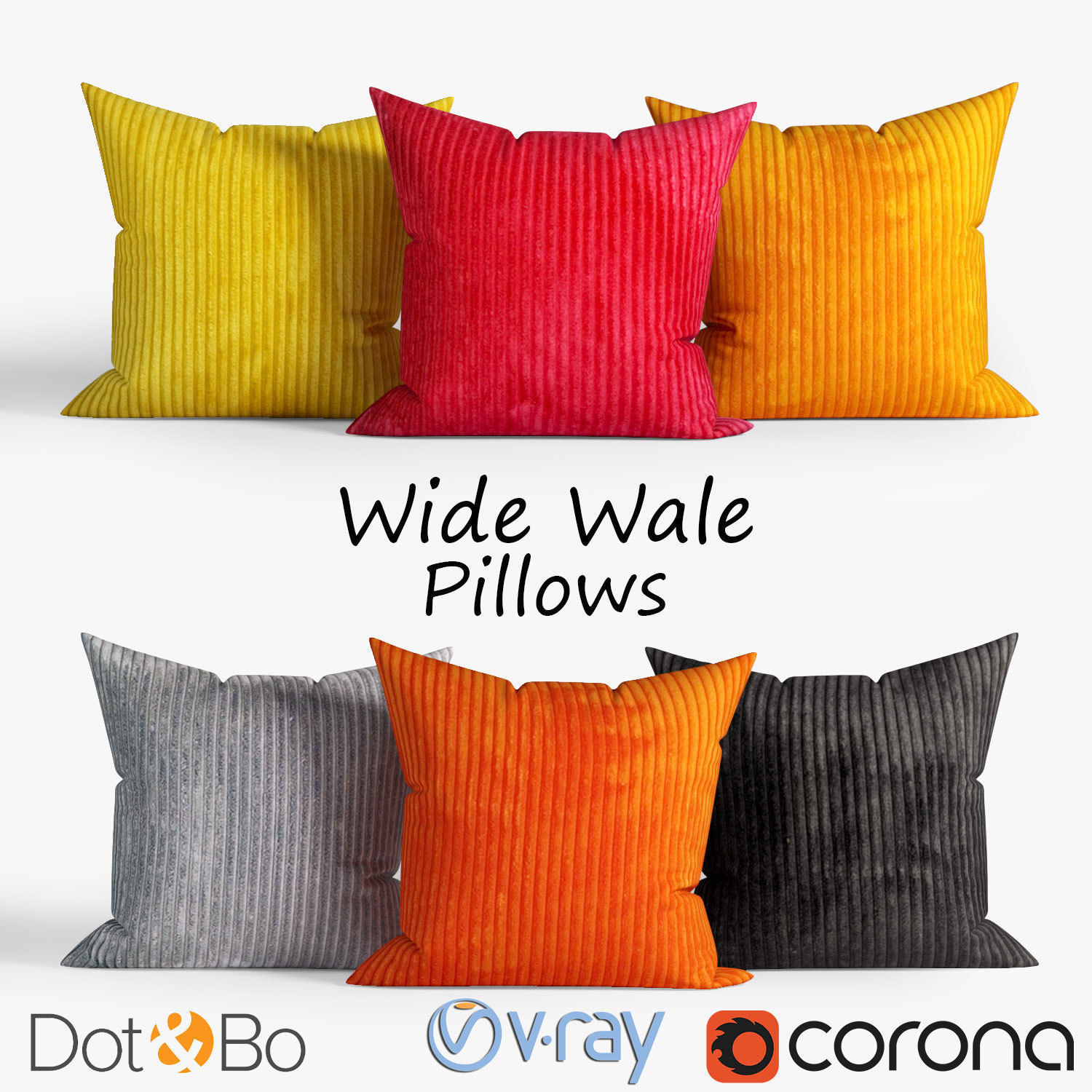 Decorative pillows set 034 3D model_1