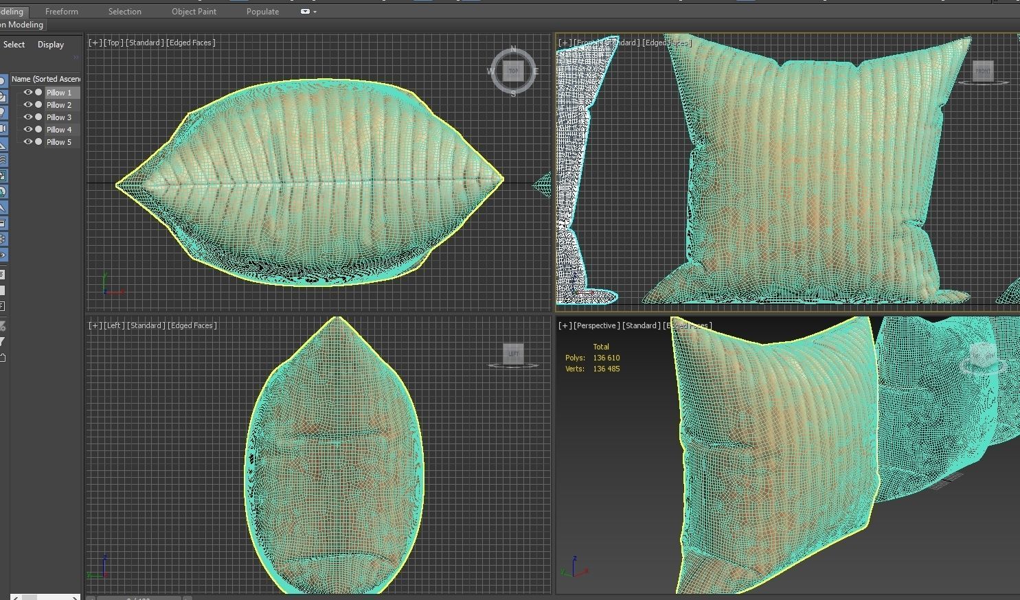 Decorative pillows set 035 3D model_2