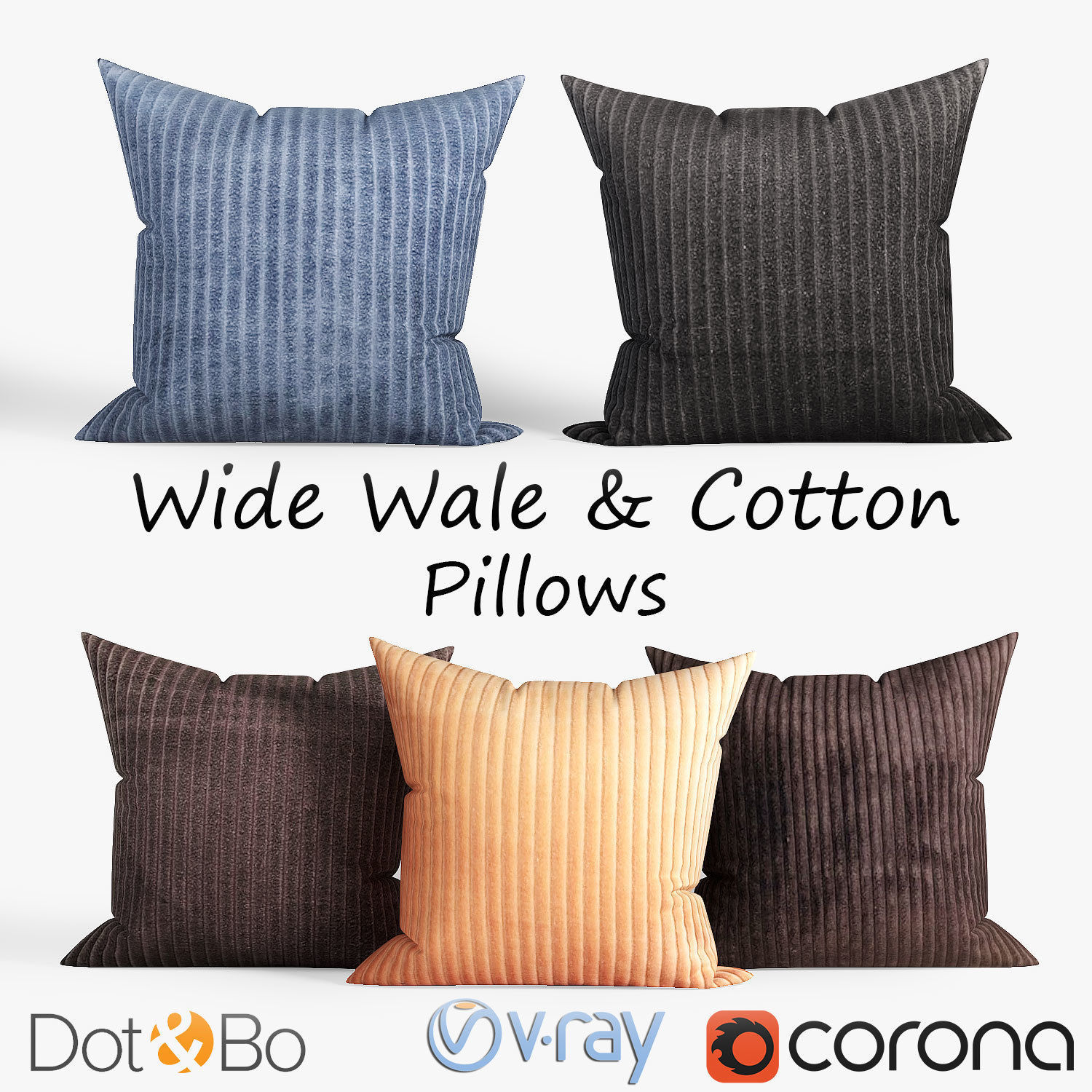 Decorative pillows set 035 3D model_1