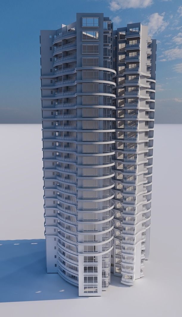 Highrise Building 01 3D model_4