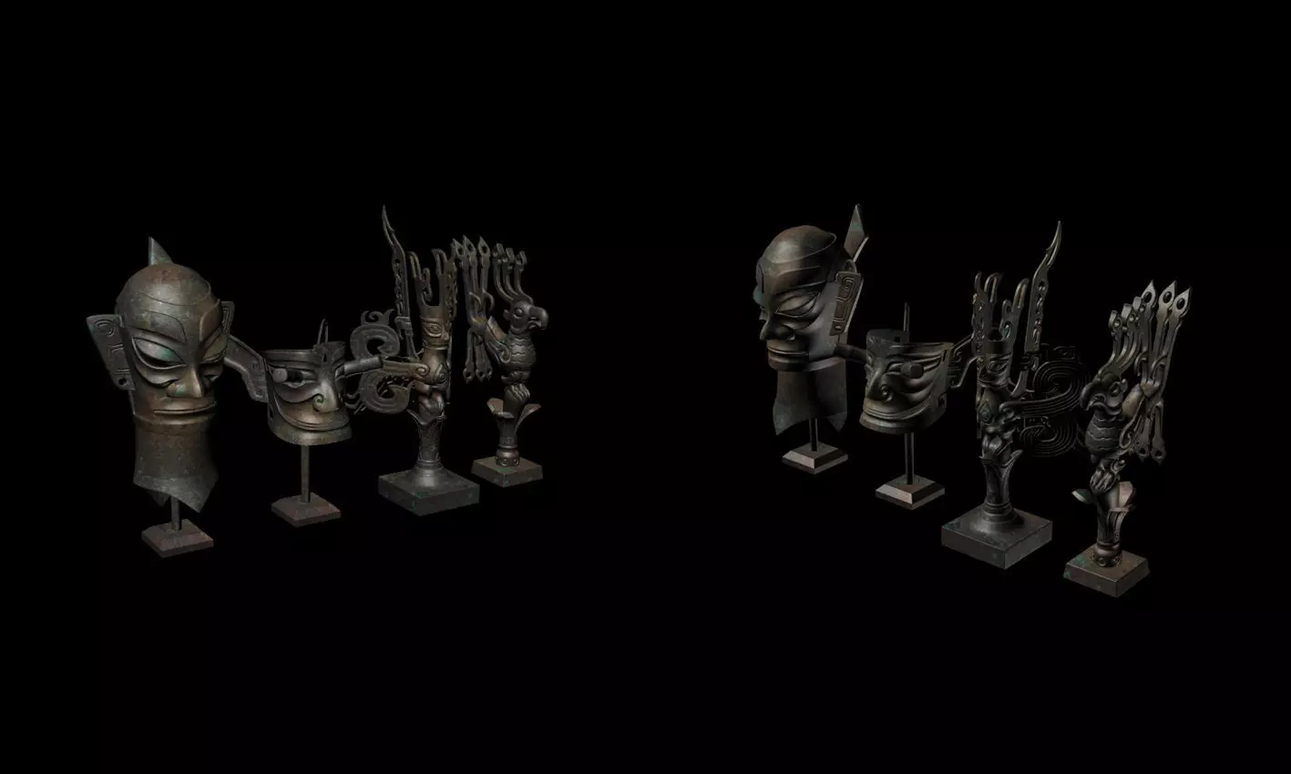 A group of Chinese bronzes  Sanxingdui 3dmax 3D model_0