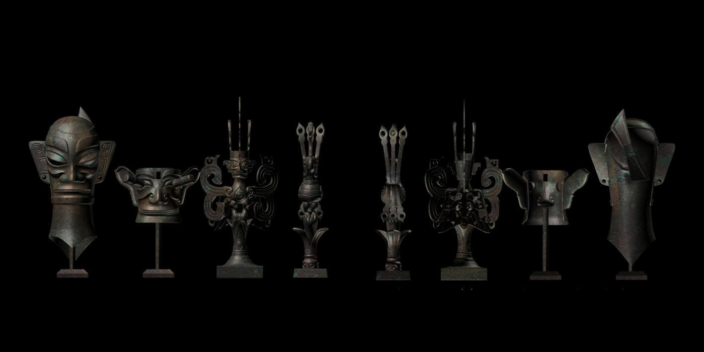 A group of Chinese bronzes  Sanxingdui 3dmax 3D model_1