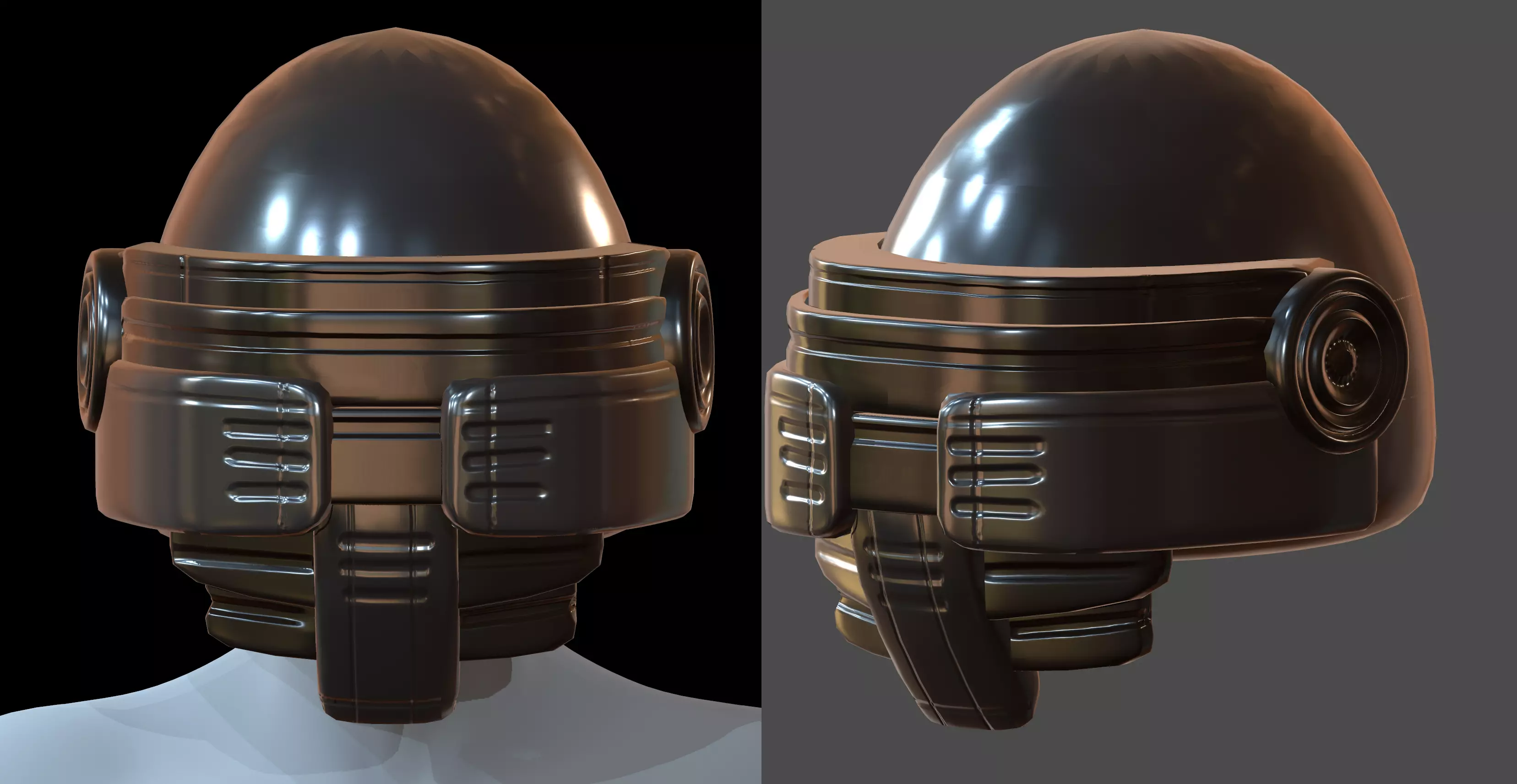 Gas mask helmet 3d model scifi Low-poly Low-poly 3D model_0