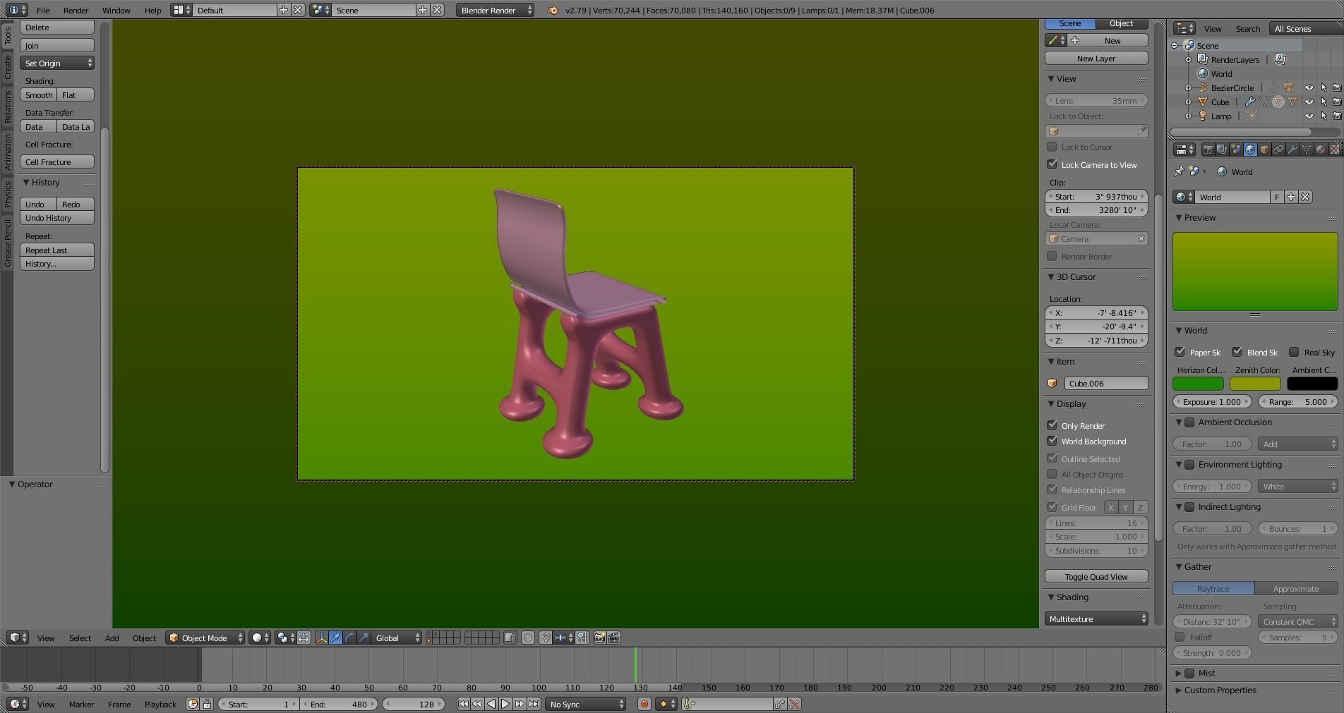 Chair Low-poly 3D model_3