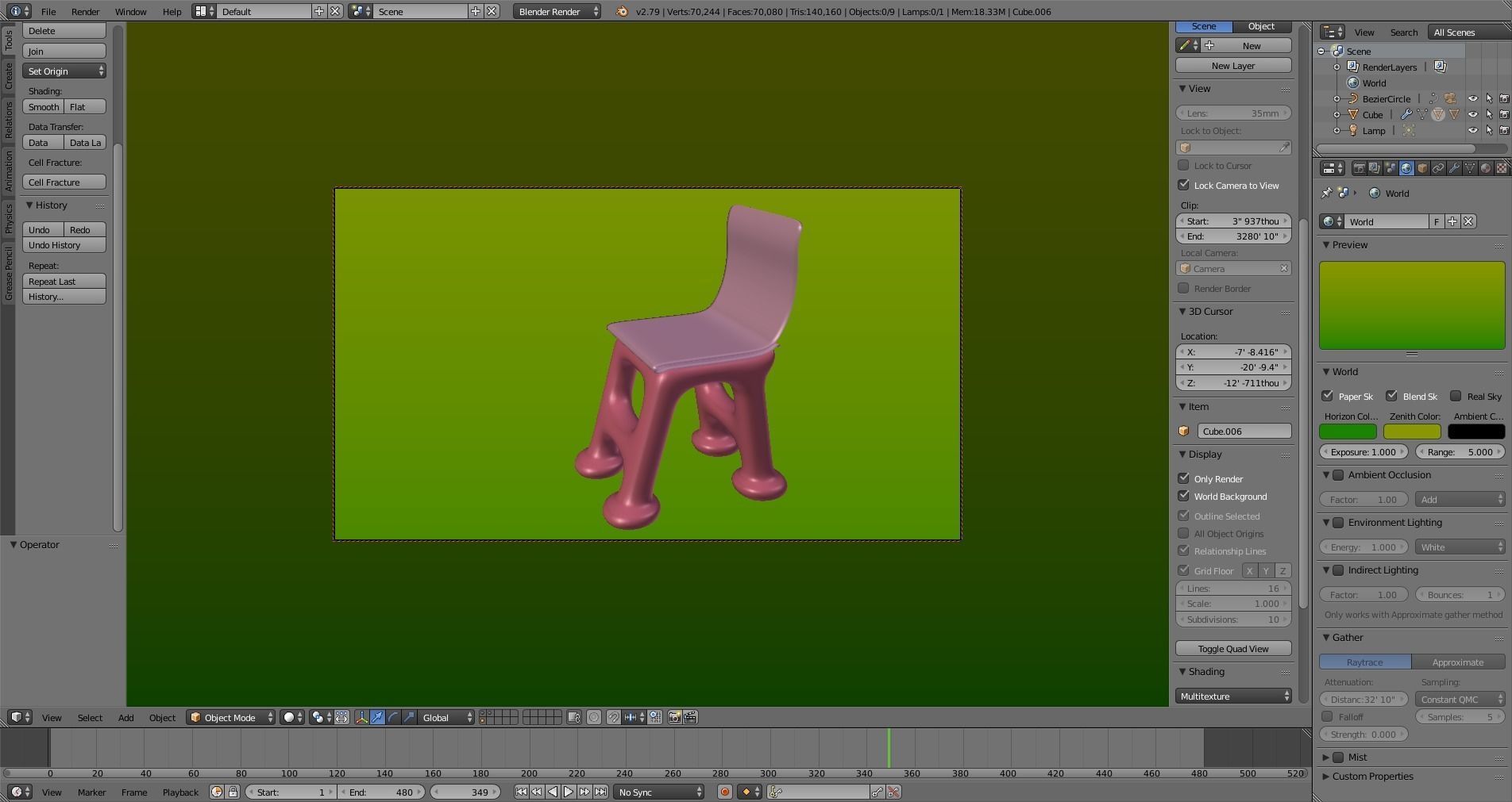 Chair Low-poly 3D model_4