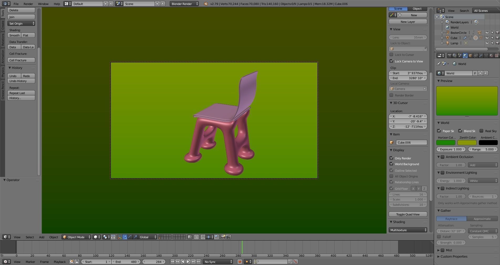 Chair Low-poly 3D model_2