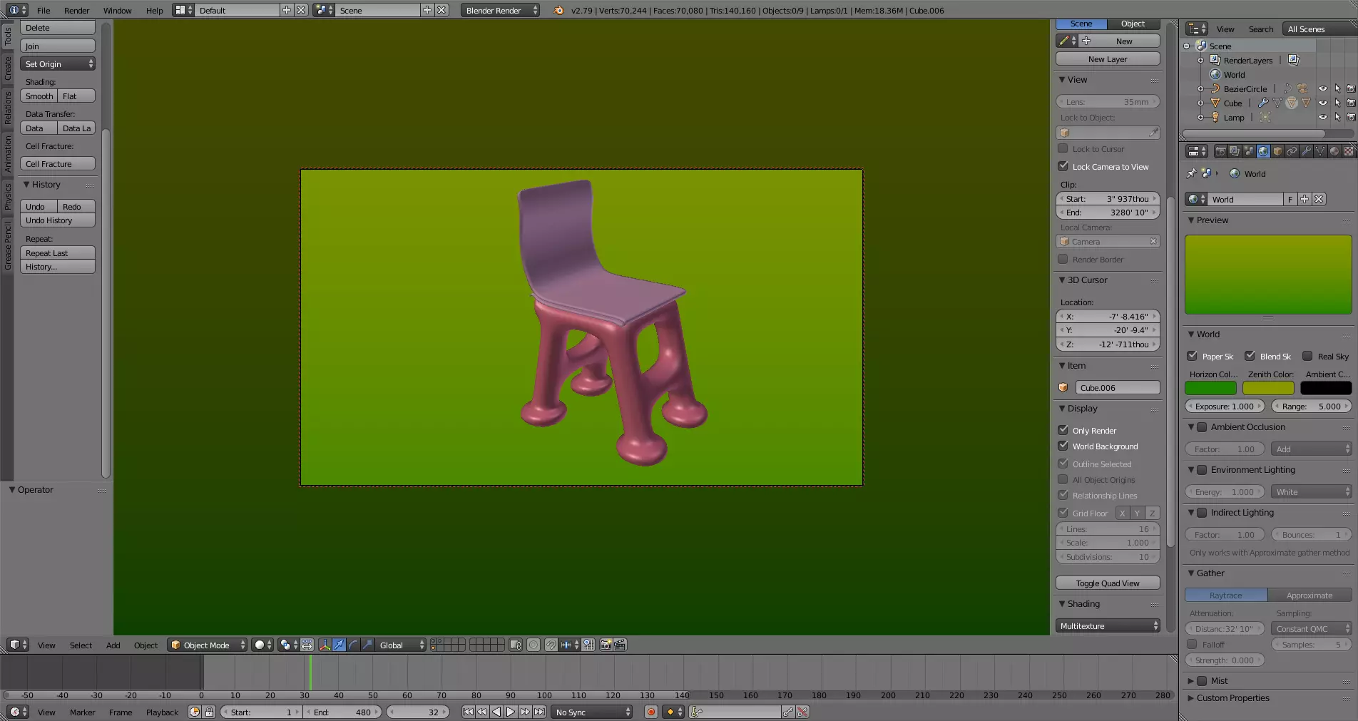 Chair Low-poly 3D model_0