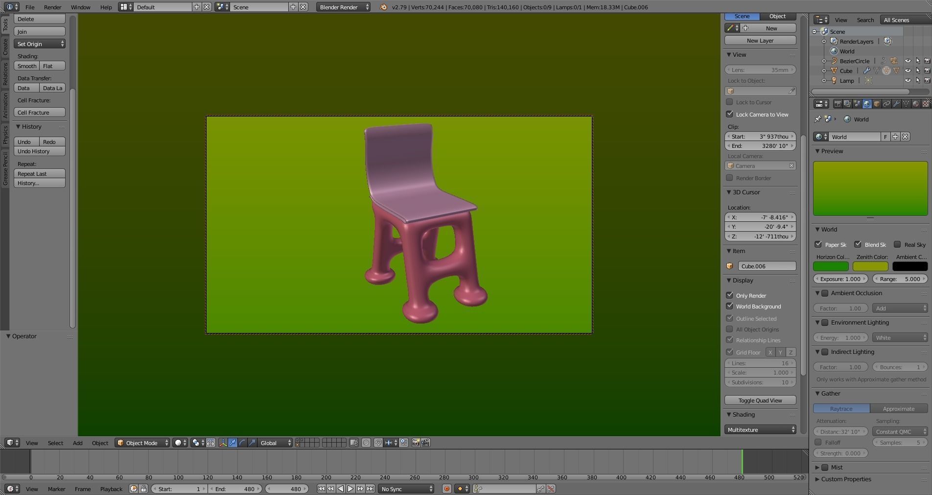 Chair Low-poly 3D model_5