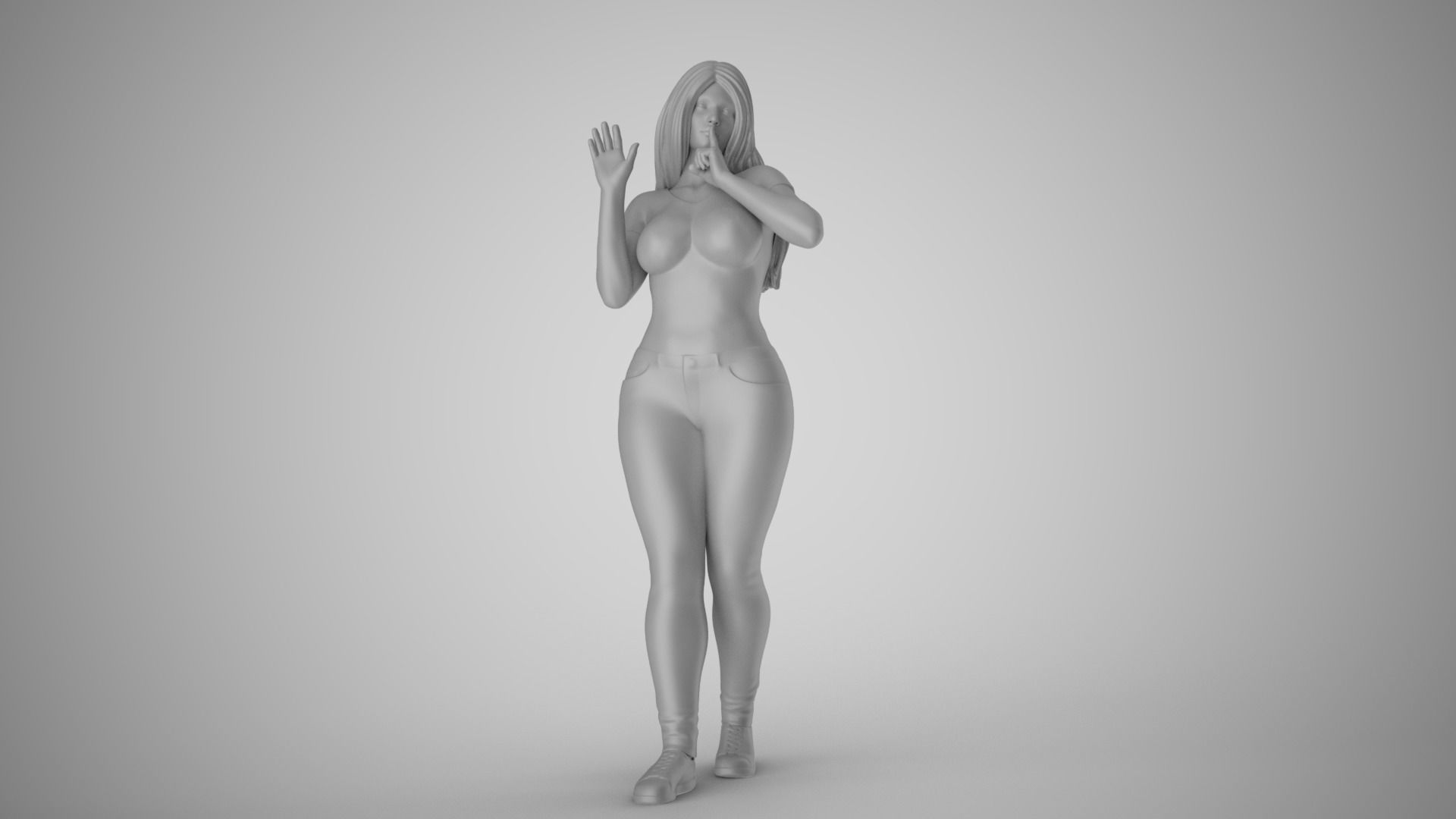 Woman Quiet Goodbye 3D print model_2