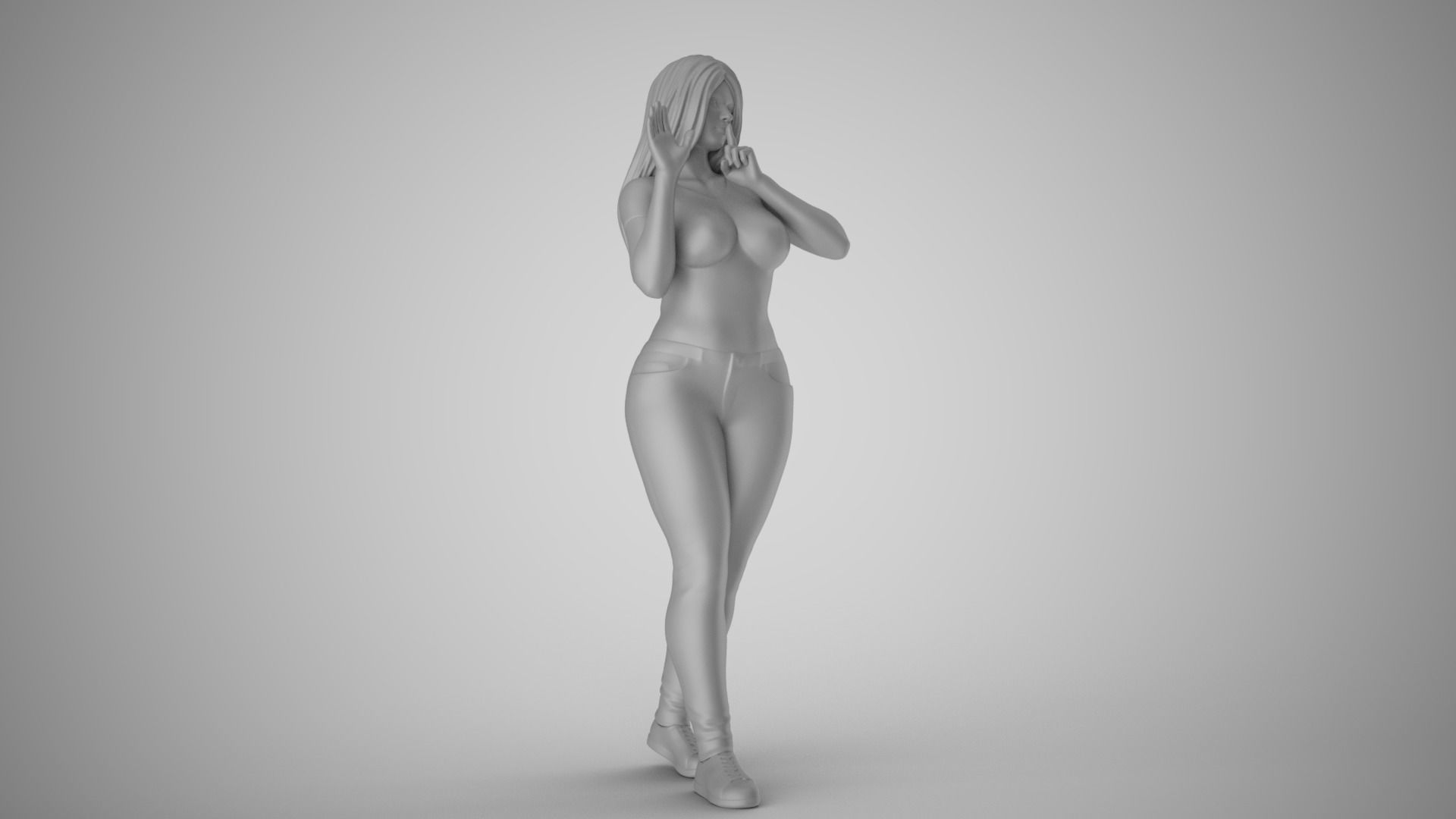 Woman Quiet Goodbye 3D print model_1