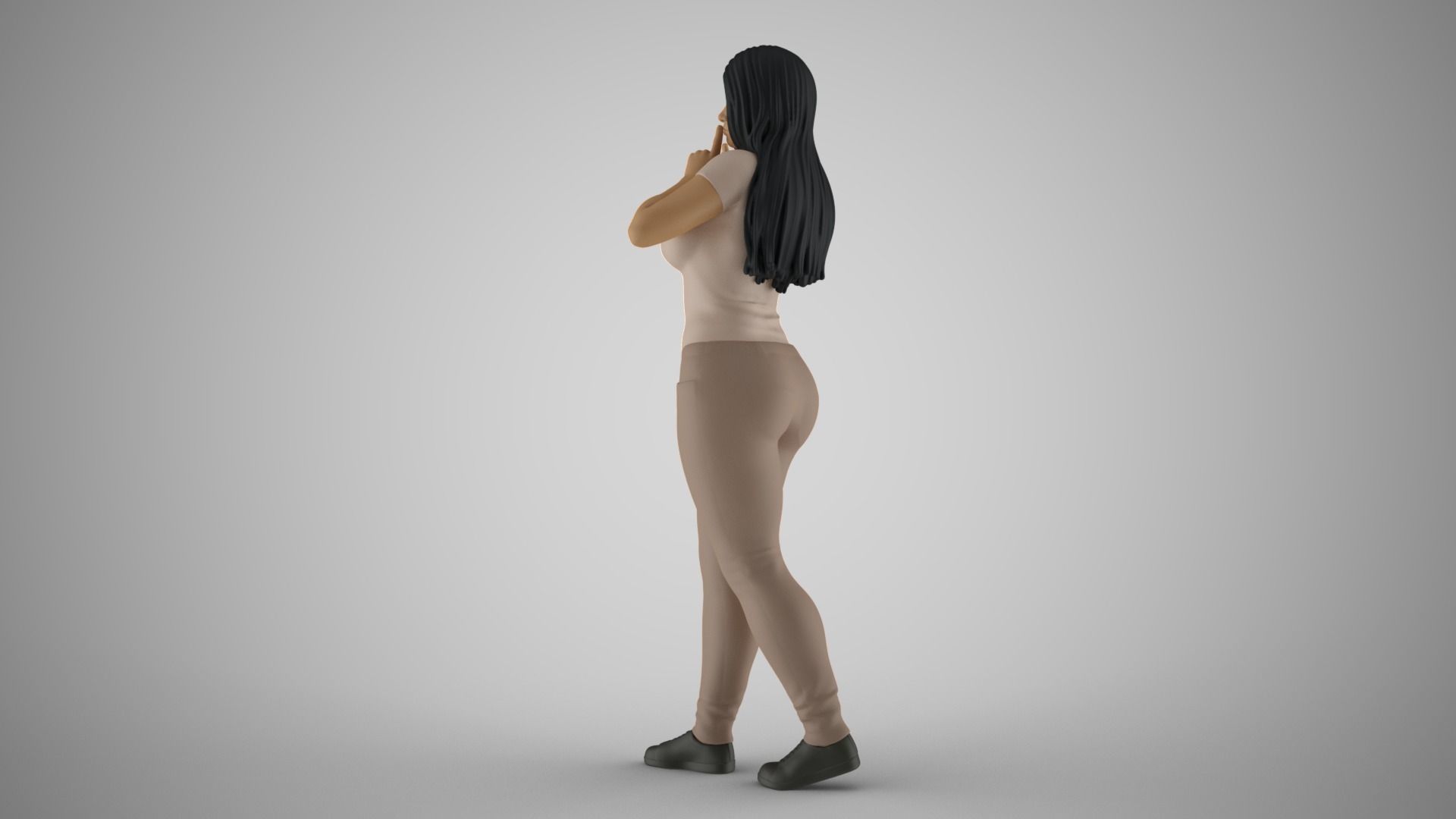 Woman Quiet Goodbye 3D print model_5