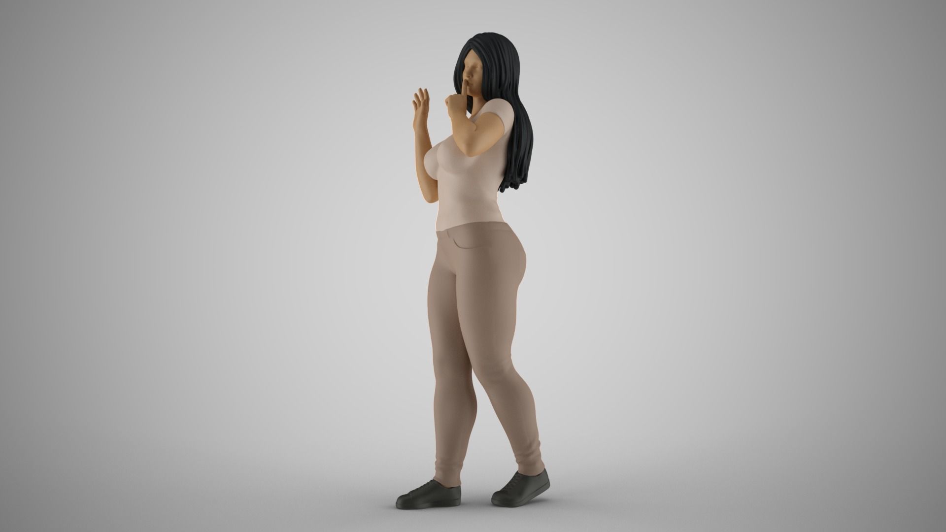 Woman Quiet Goodbye 3D print model_4