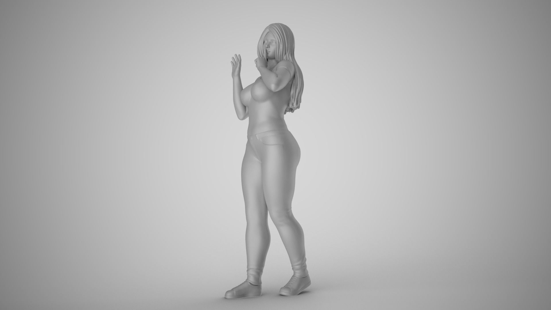 Woman Quiet Goodbye 3D print model_3