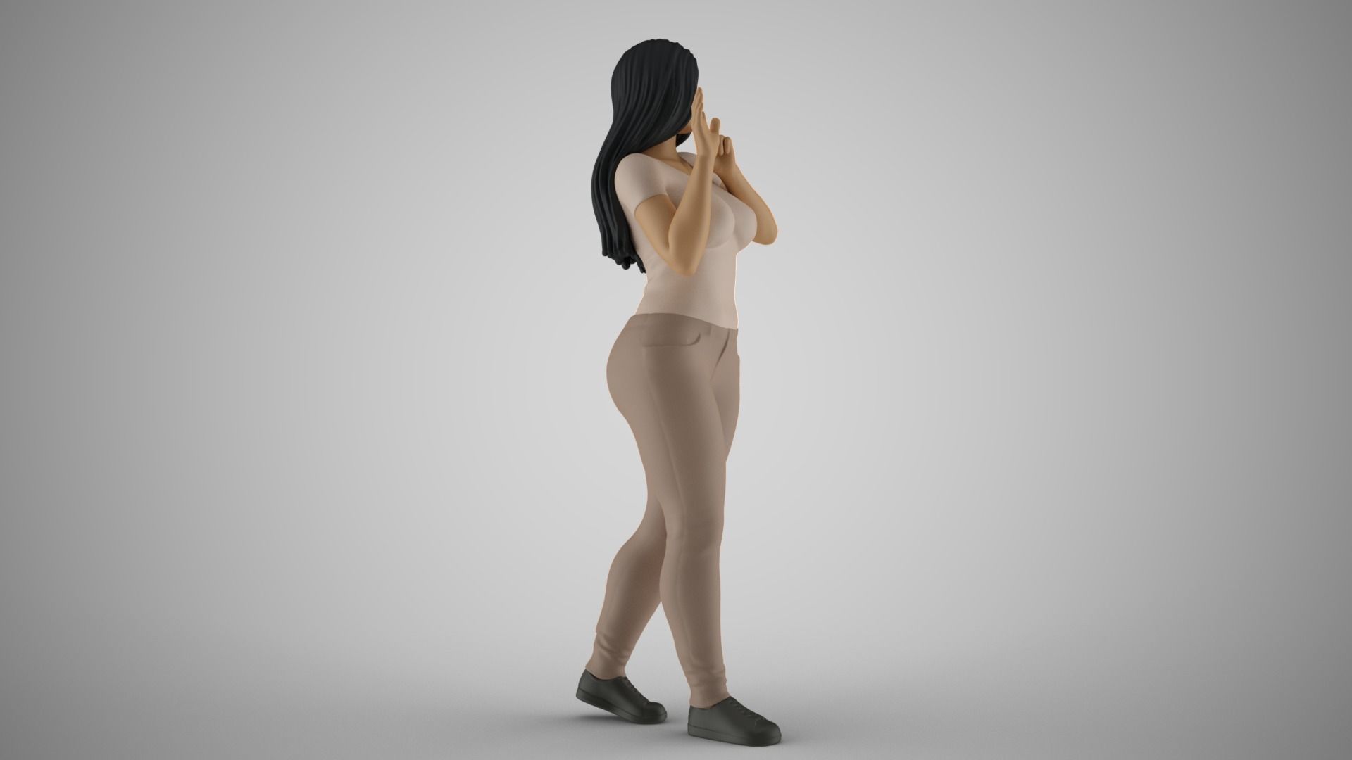 Woman Quiet Goodbye 3D print model_9
