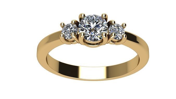 Three Stone Diamond Ring 3D print model