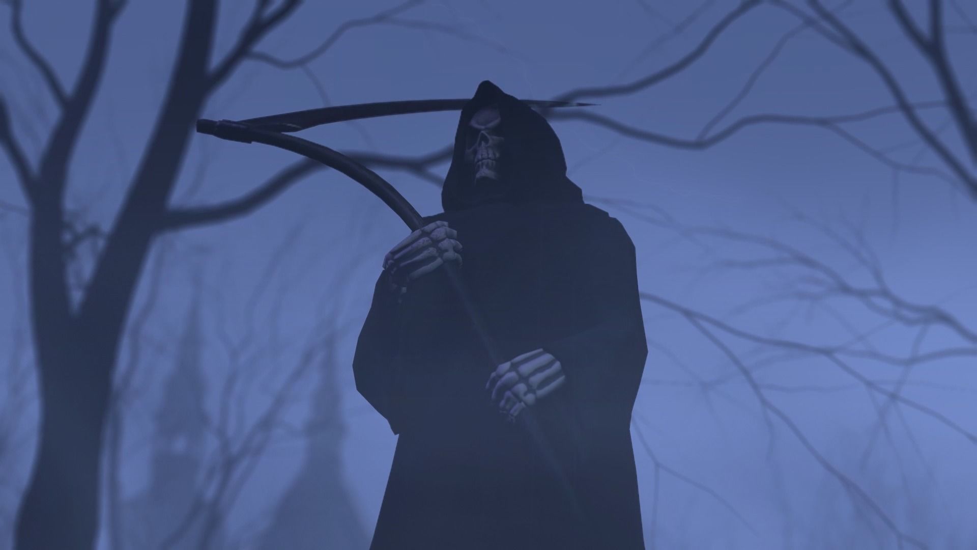 Death man holding sword Low-poly 3D model_3