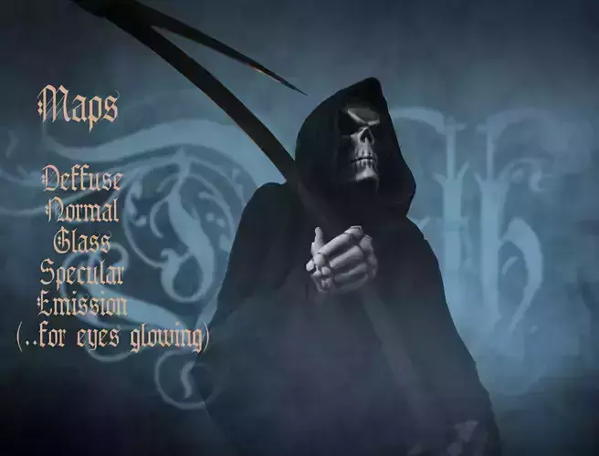 Death man holding sword Low-poly 3D model