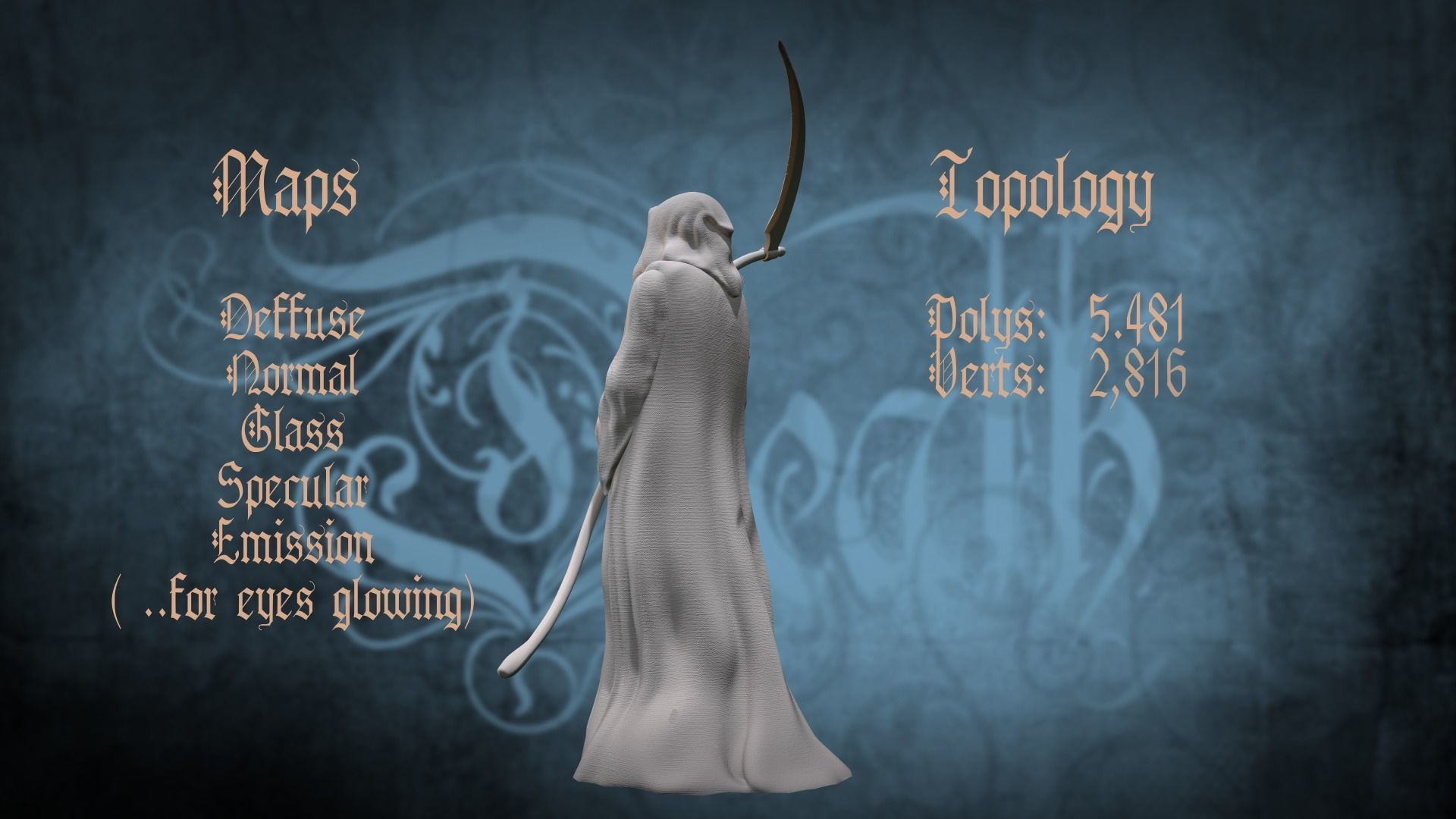 Death man holding sword Low-poly 3D model_13