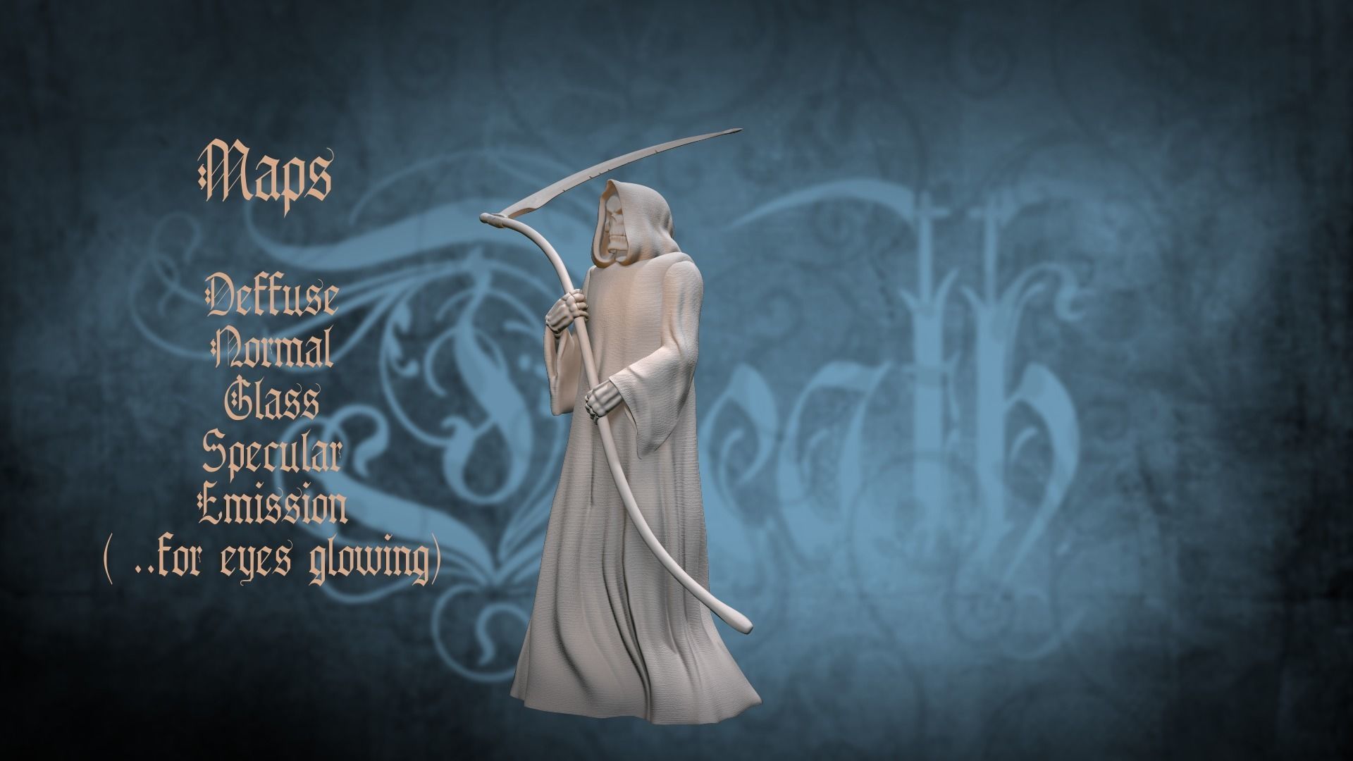 Death man holding sword Low-poly 3D model_12