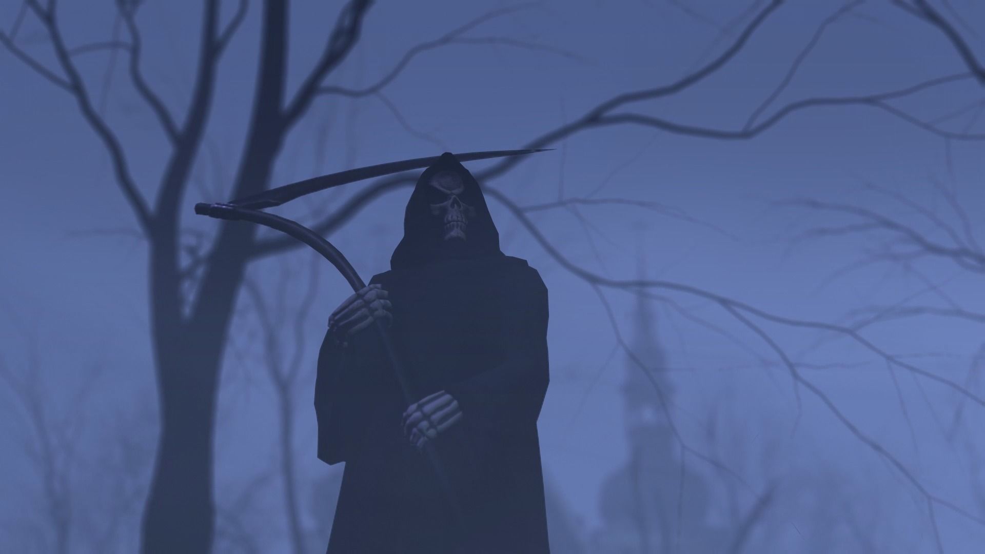 Death man holding sword Low-poly 3D model_2