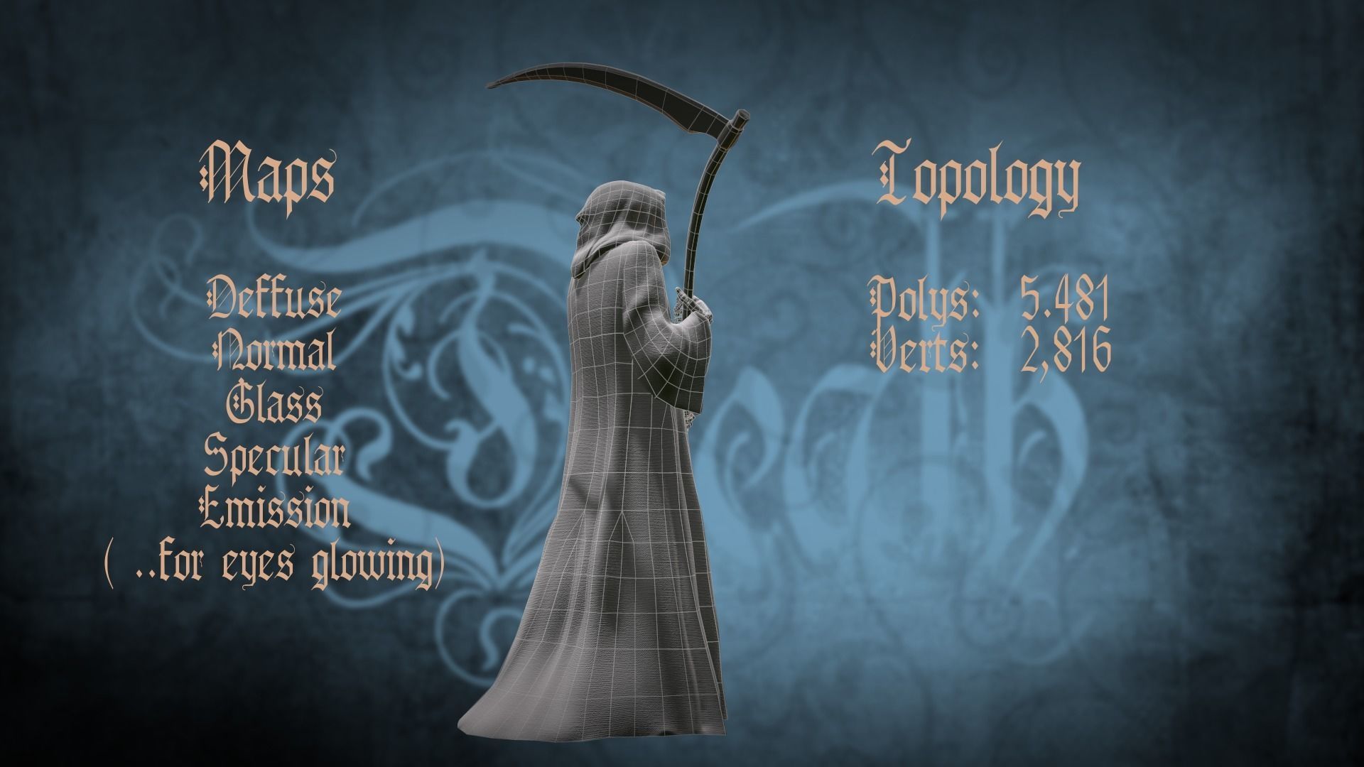 Death man holding sword Low-poly 3D model_14