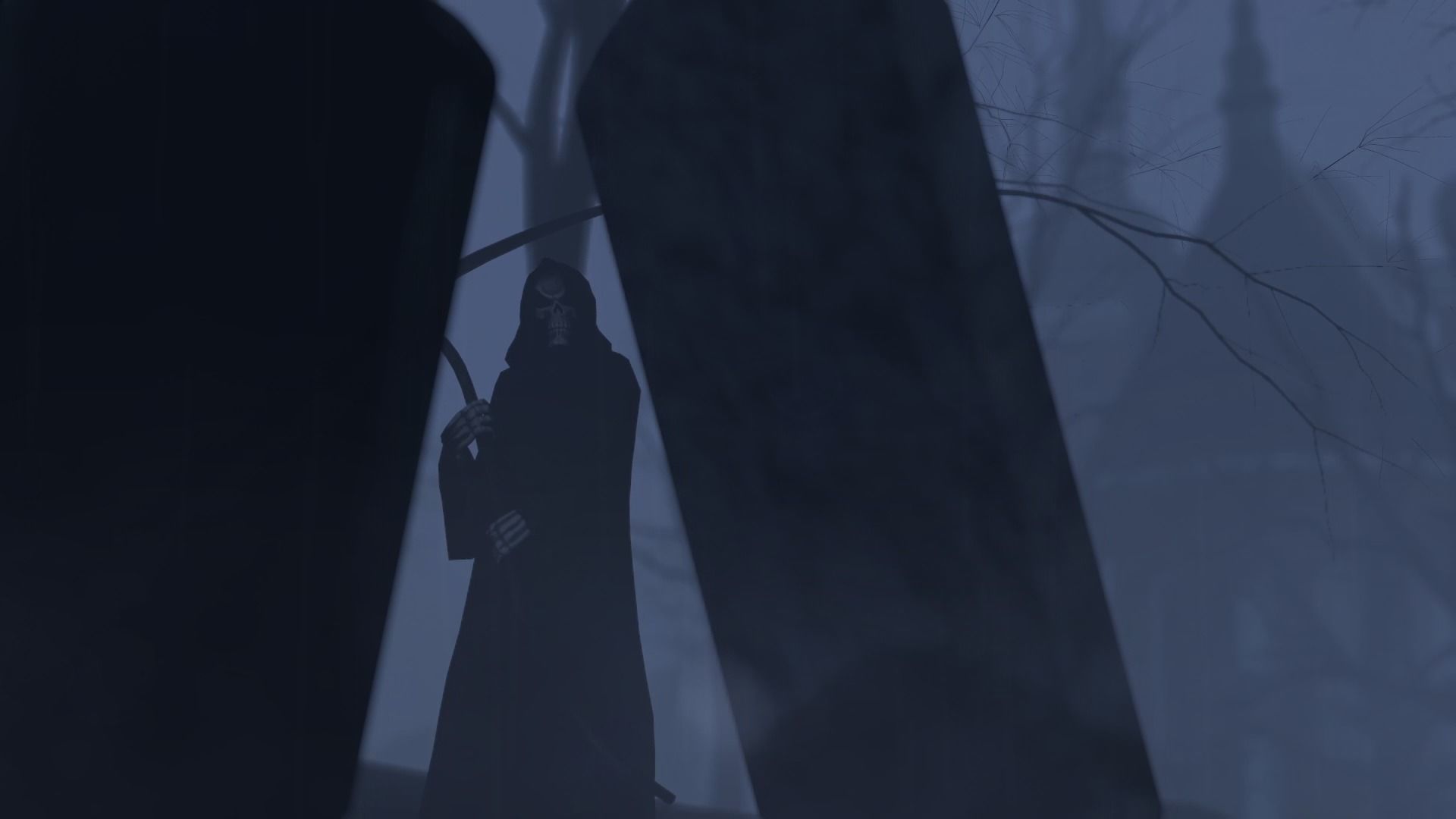 Death man holding sword Low-poly 3D model_8