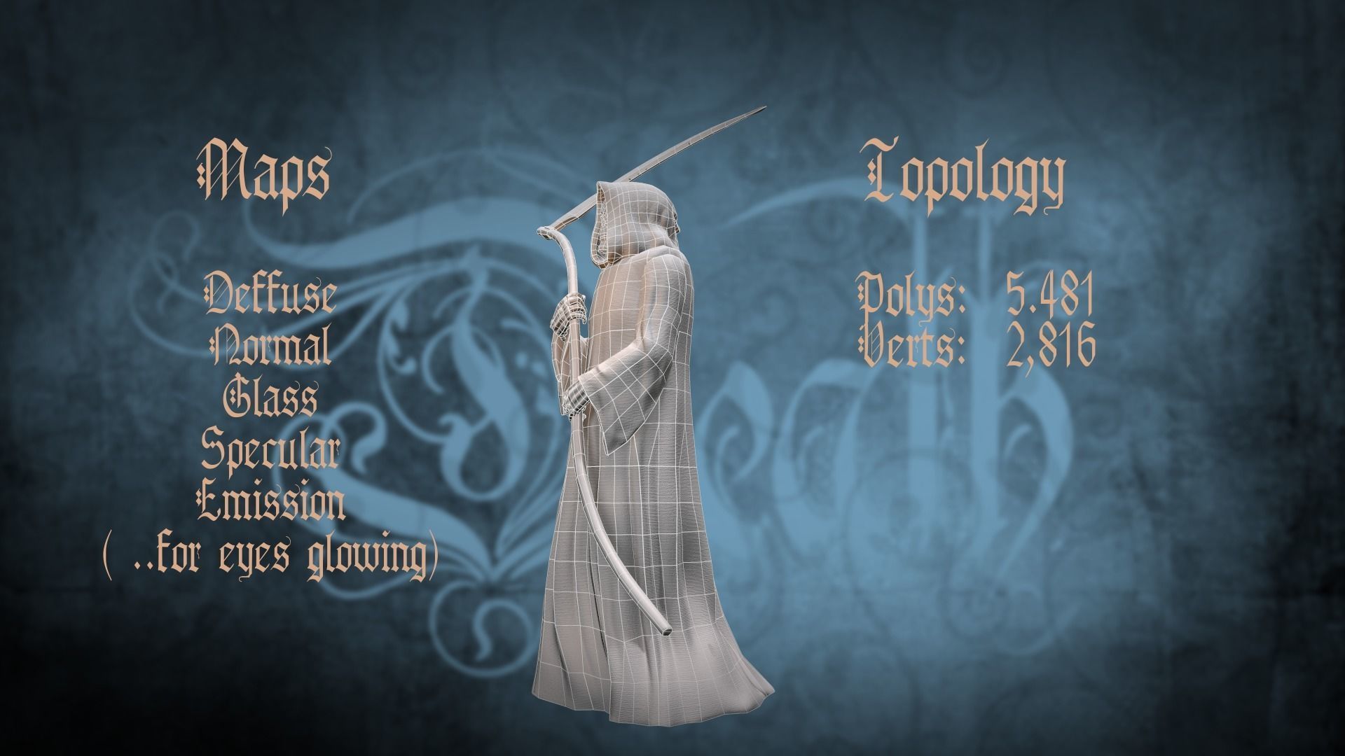 Death man holding sword Low-poly 3D model_16