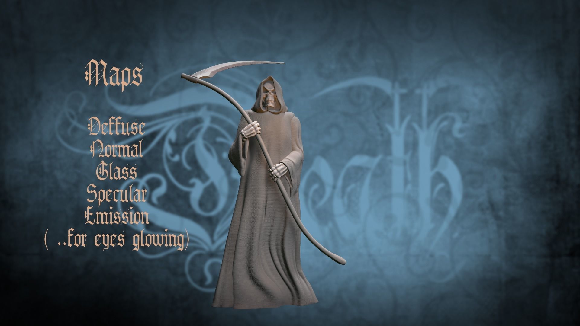 Death man holding sword Low-poly 3D model_11