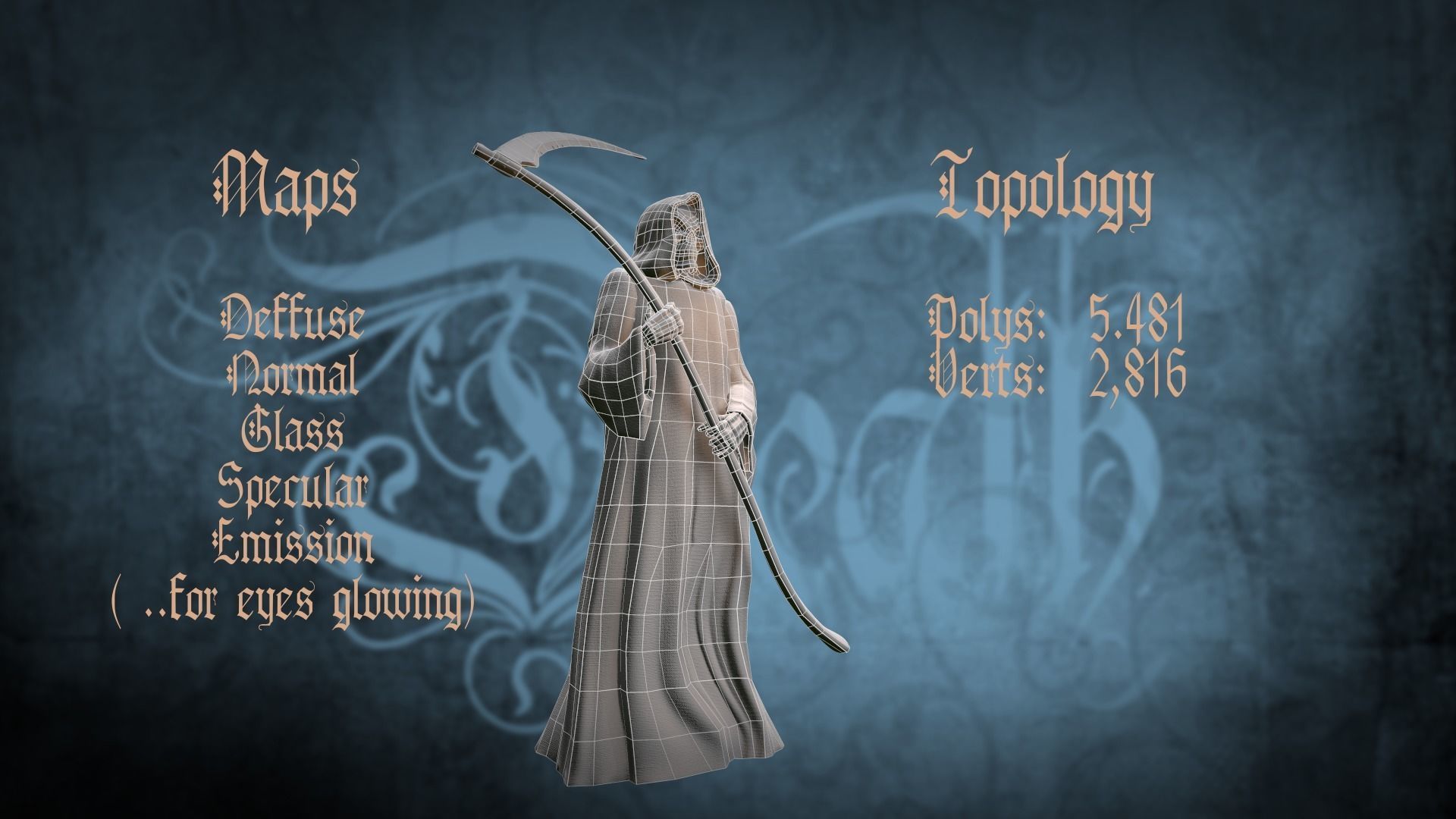 Death man holding sword Low-poly 3D model_15